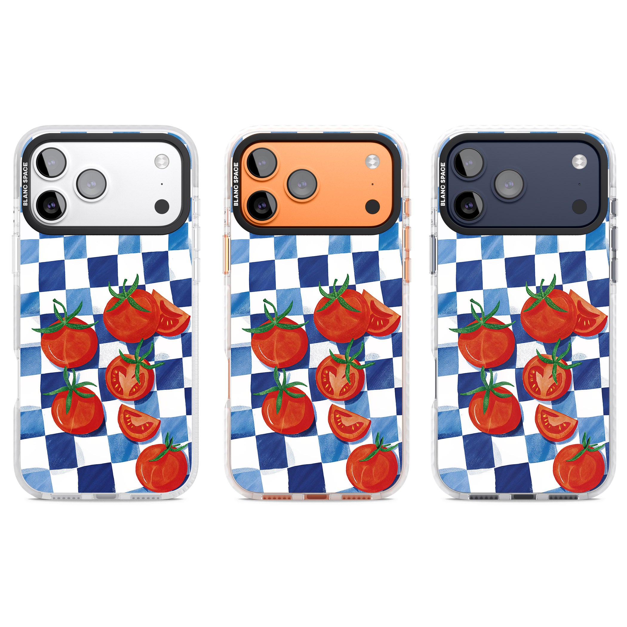 Blue Picnic Blanket & Tomatoes iPhone 17 Pro Impact Clear Phone Case APT Impact Protection