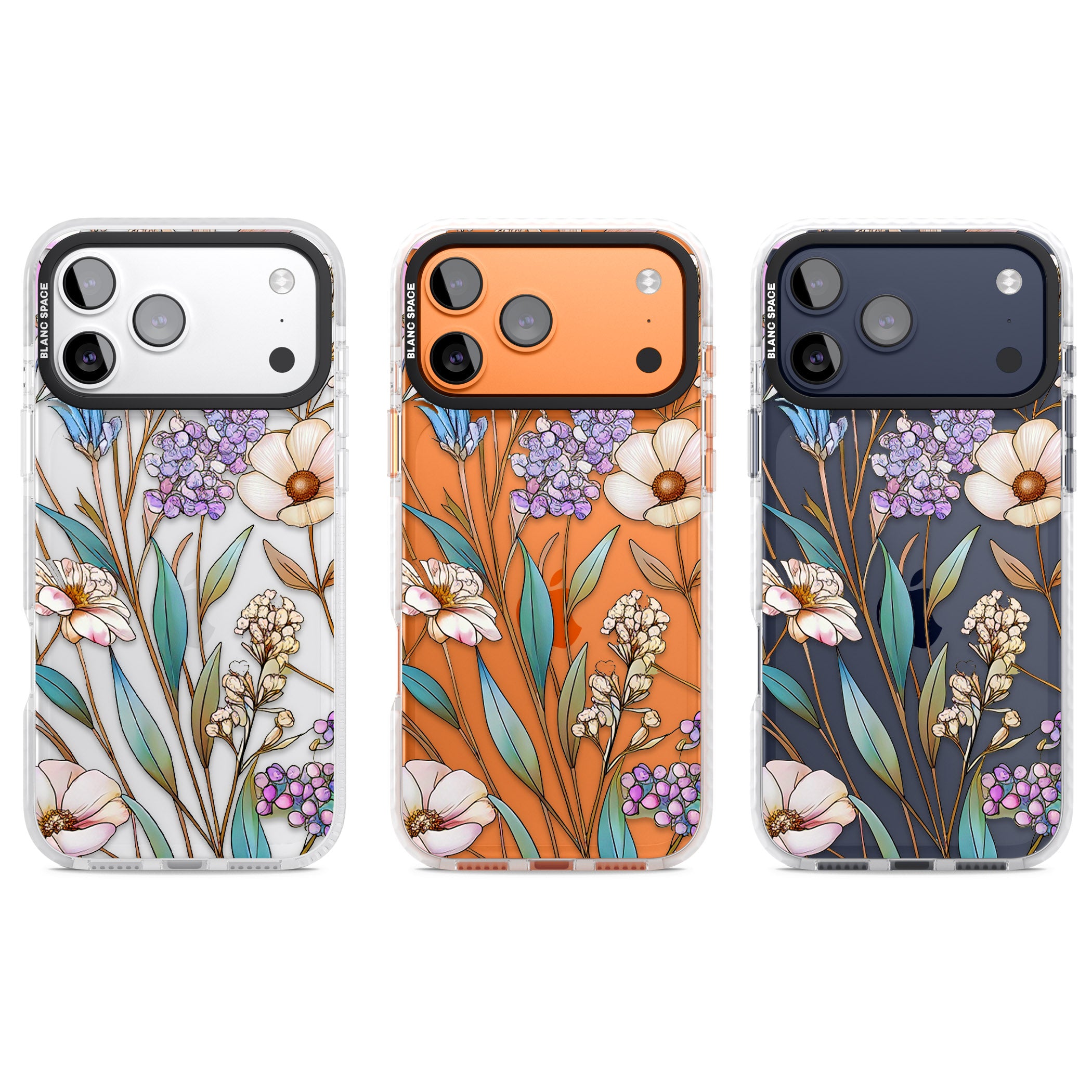 Glass Wildflower Mix iPhone 17 Pro Impact Clear Phone Case APT Impact Protection