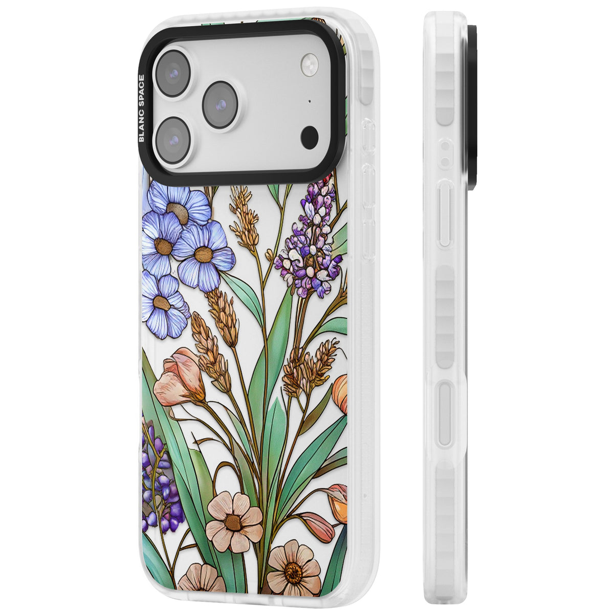 Glass Lavenders & Daisies iPhone 17 Pro Max Impact Clear Phone Case side