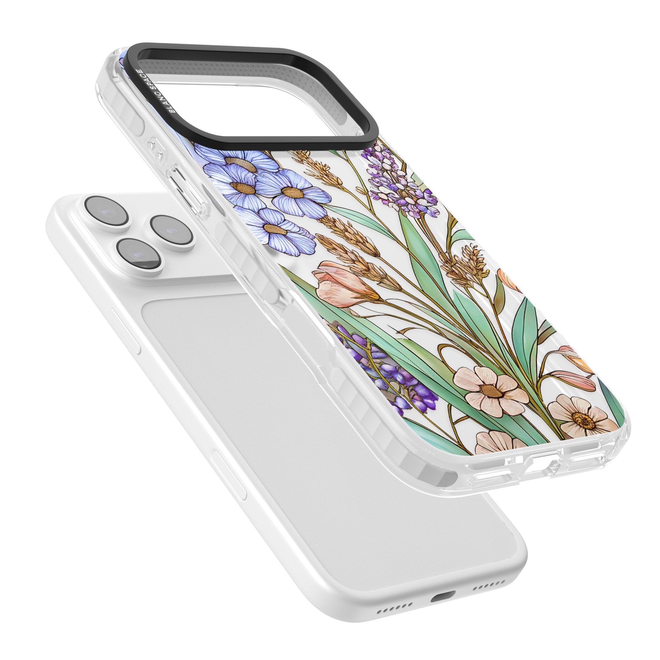 Glass Lavenders & Daisies iPhone 17 Pro Impact Clear Phone Case Colours