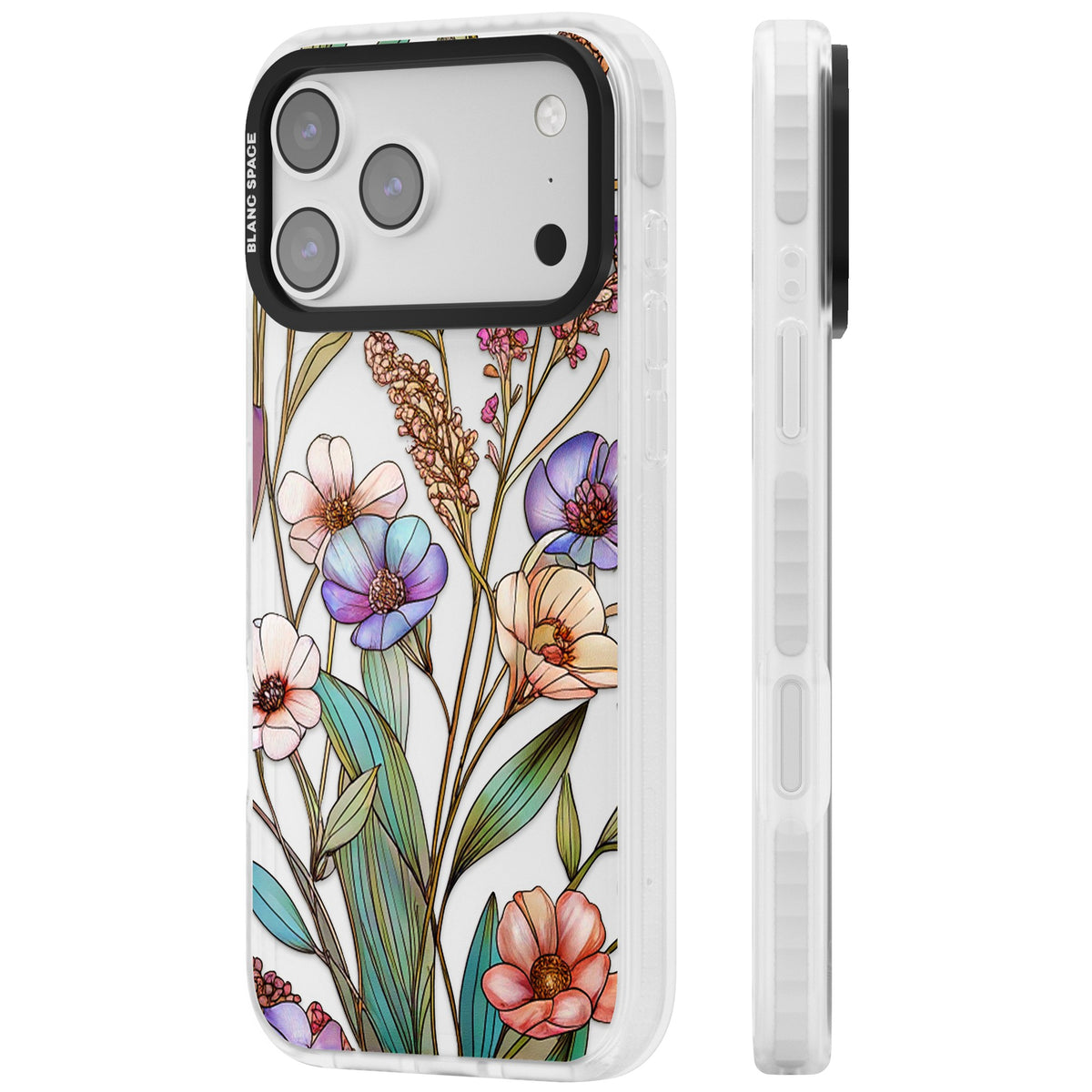 Glass Summer Flowers iPhone 17 Pro Max Impact Clear Phone Case side