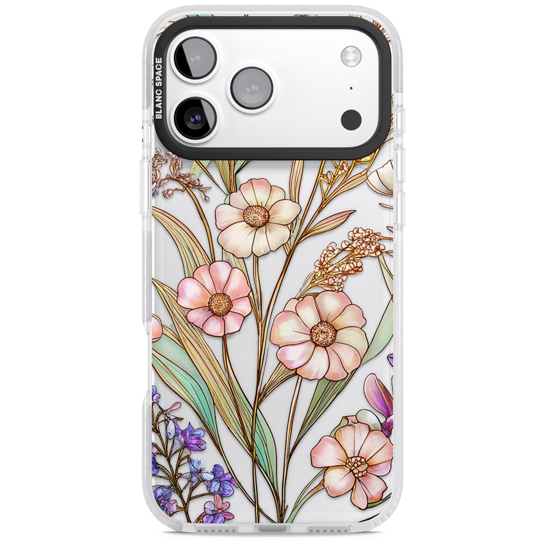 Glass Spring Flowers iPhone 17 Pro Impact Clear Phone Case