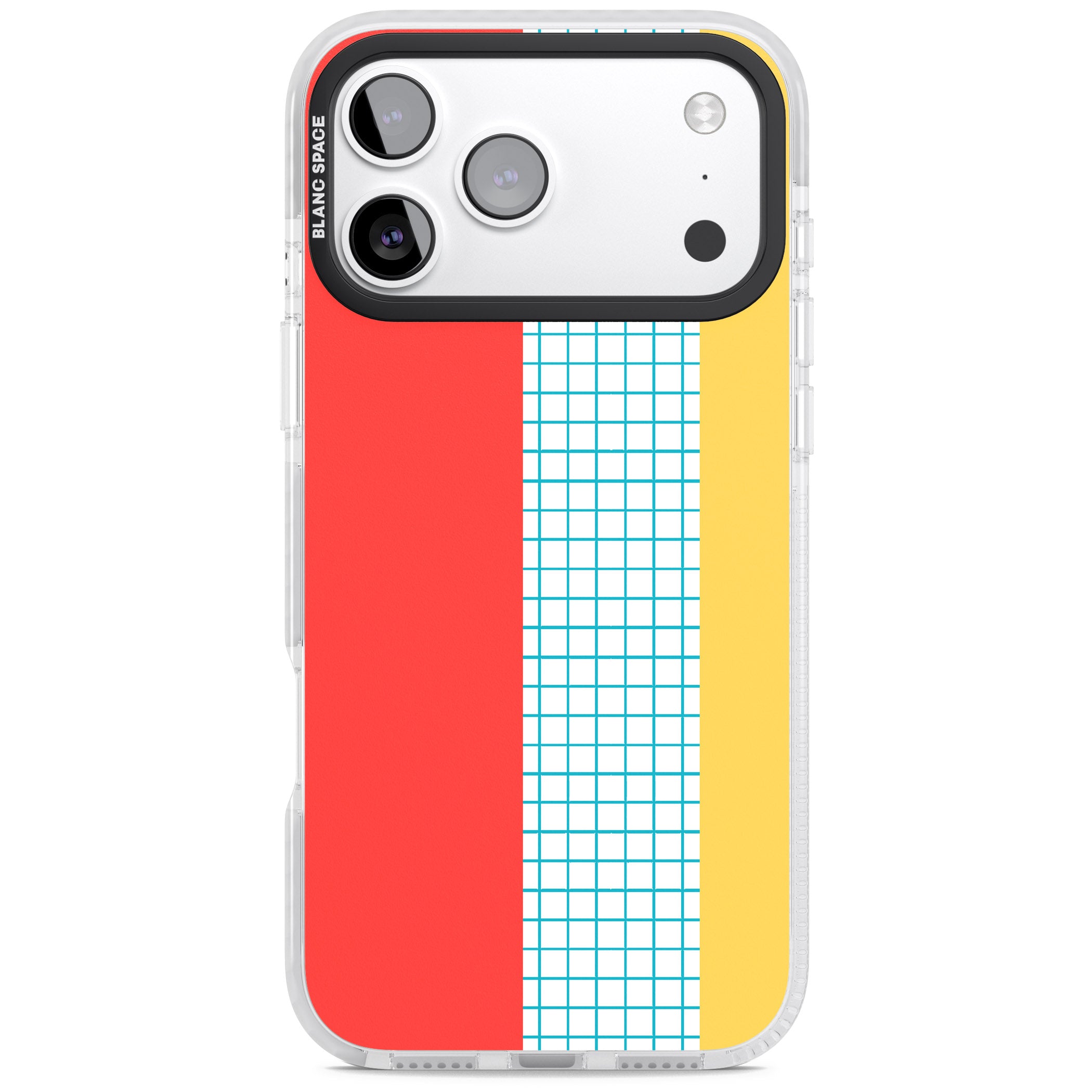 Abstract Grid Red, Blue, Yellow iPhone 17 Pro Impact Clear Phone Case