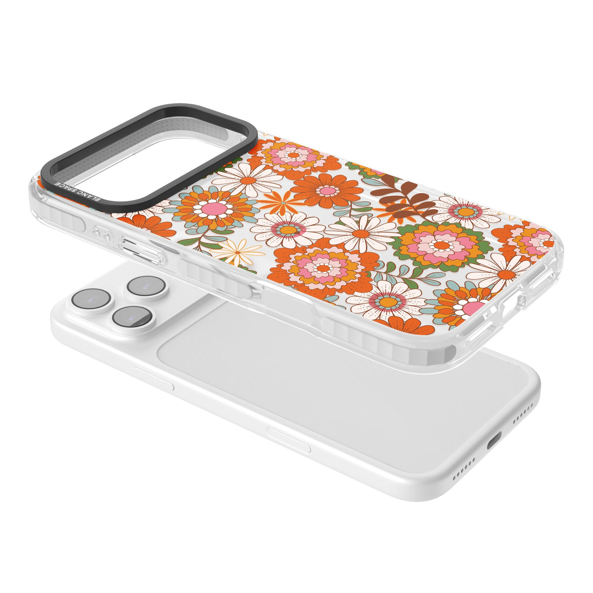 Seventies Bloom iPhone 17 Pro Max Impact Clear Phone Case angled