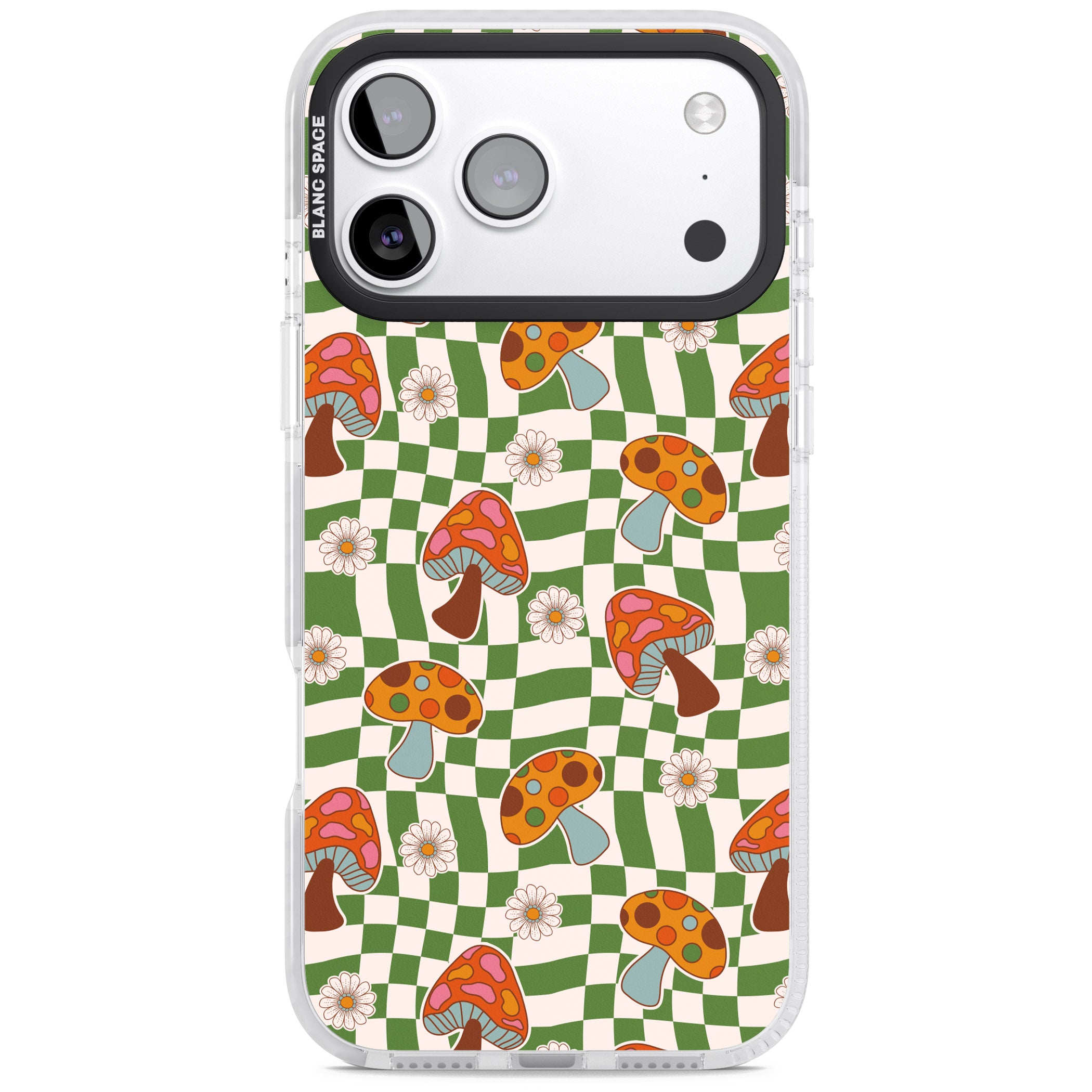 Wavy Checked Shroom & Bloom iPhone 17 Pro Impact Clear Phone Case