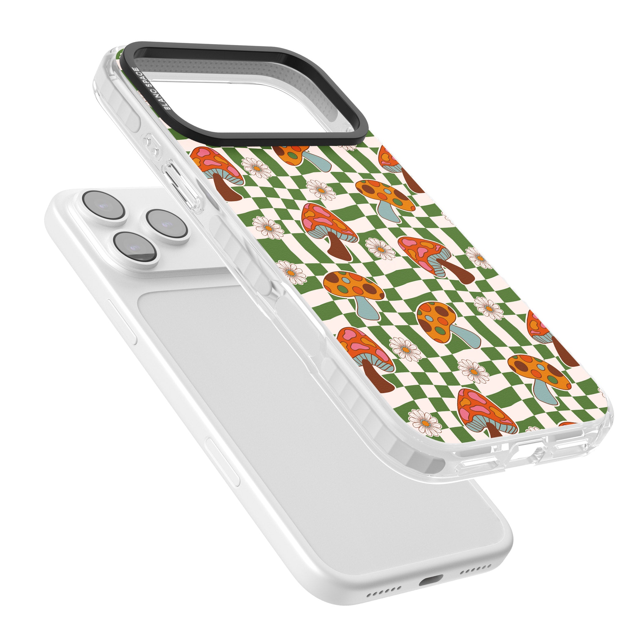 Wavy Checked Shroom & Bloom iPhone 17 Pro Impact Clear Phone Case Colours