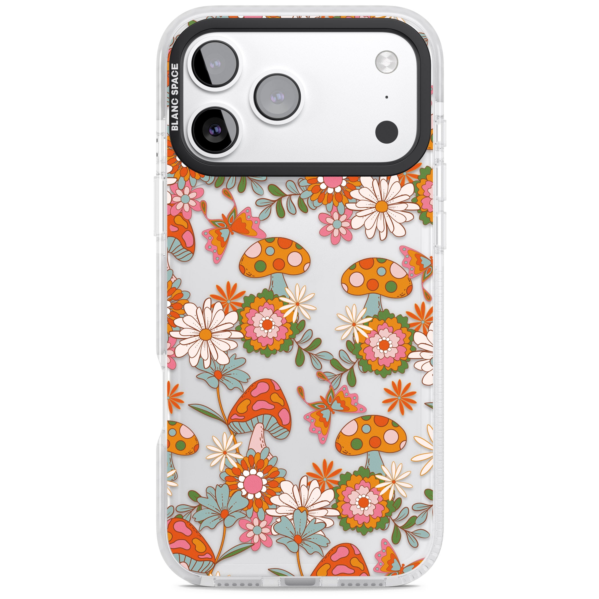 Groovy Shrooms & Flowers iPhone 17 Pro Impact Clear Phone Case