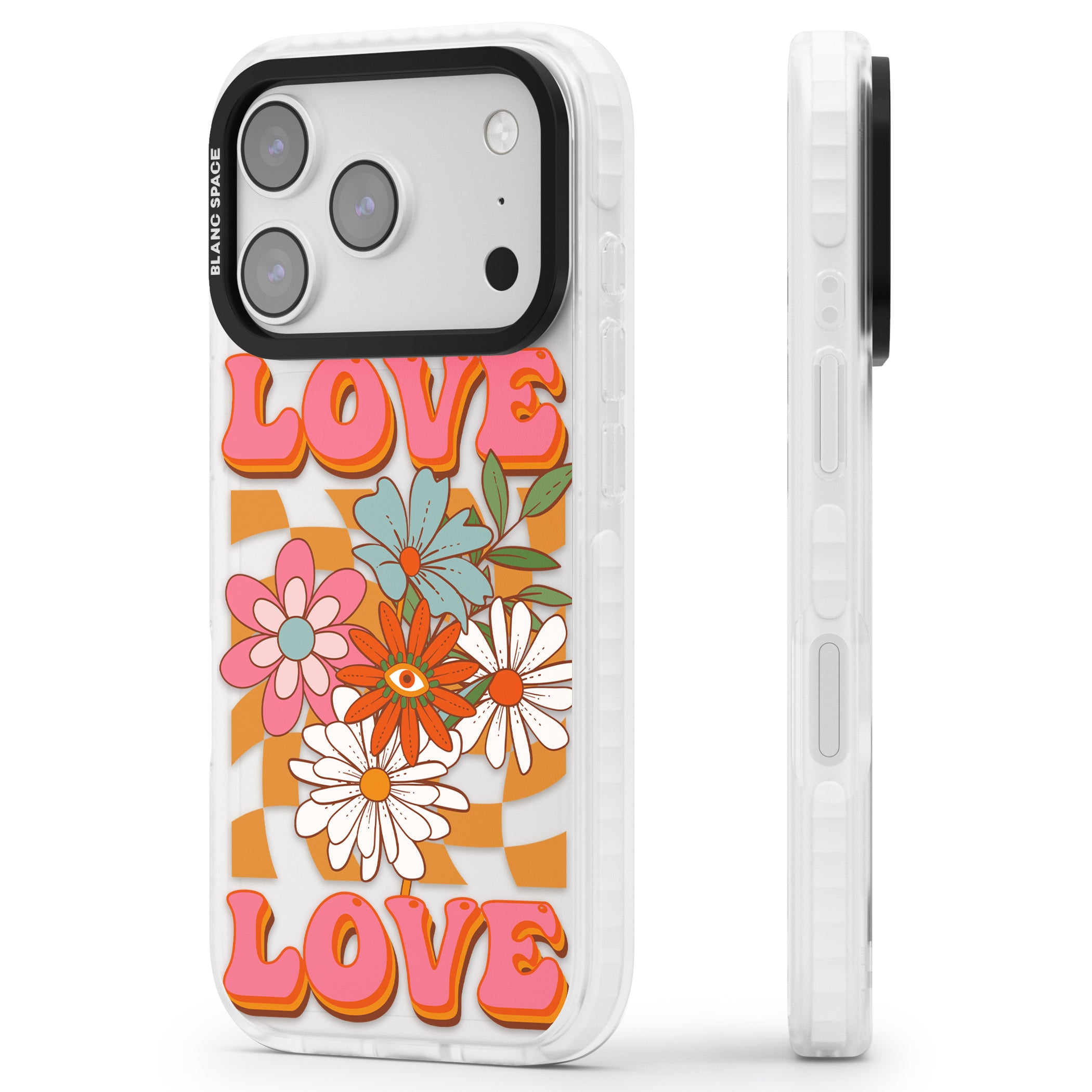 Love Bloom iPhone 17 Pro Impact Clear Phone Case Side Profile