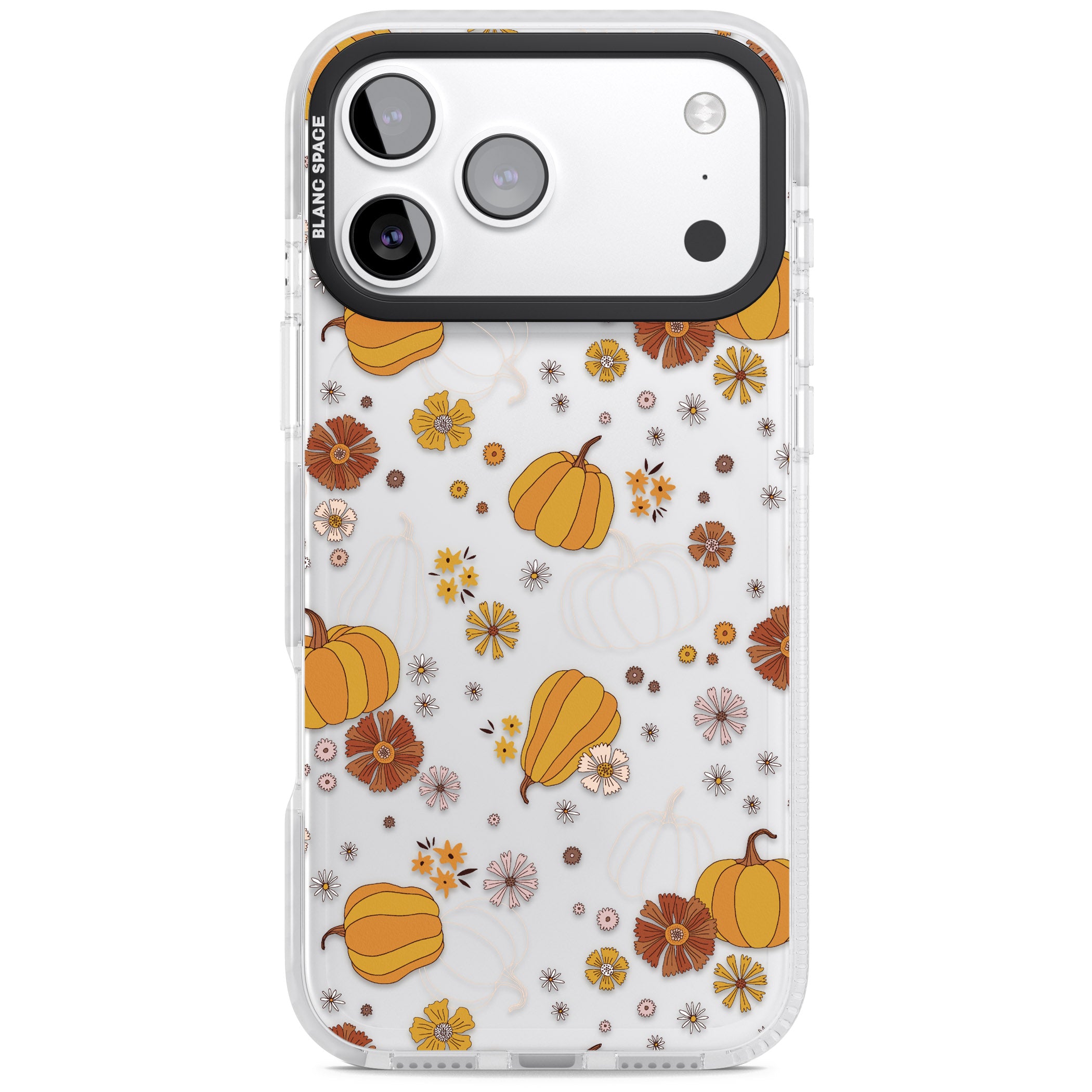 Halloween Pumpkins And Flowers iPhone 17 Pro Impact Clear Phone Case