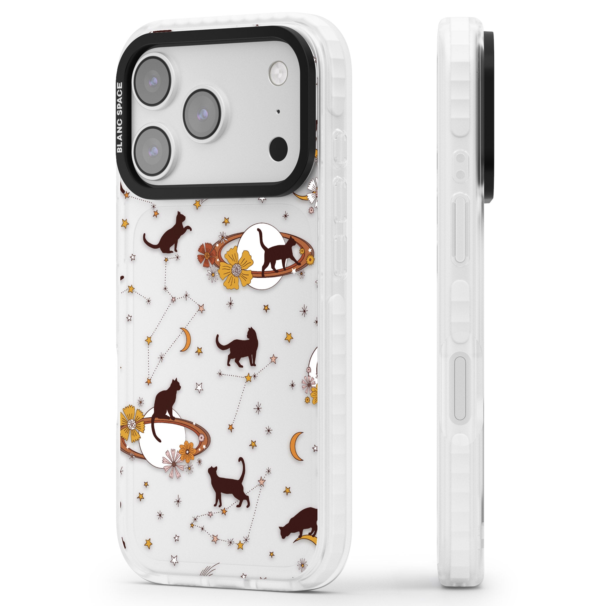 Halloween Cats And Astrology iPhone 17 Pro Impact Clear Phone Case Side Profile