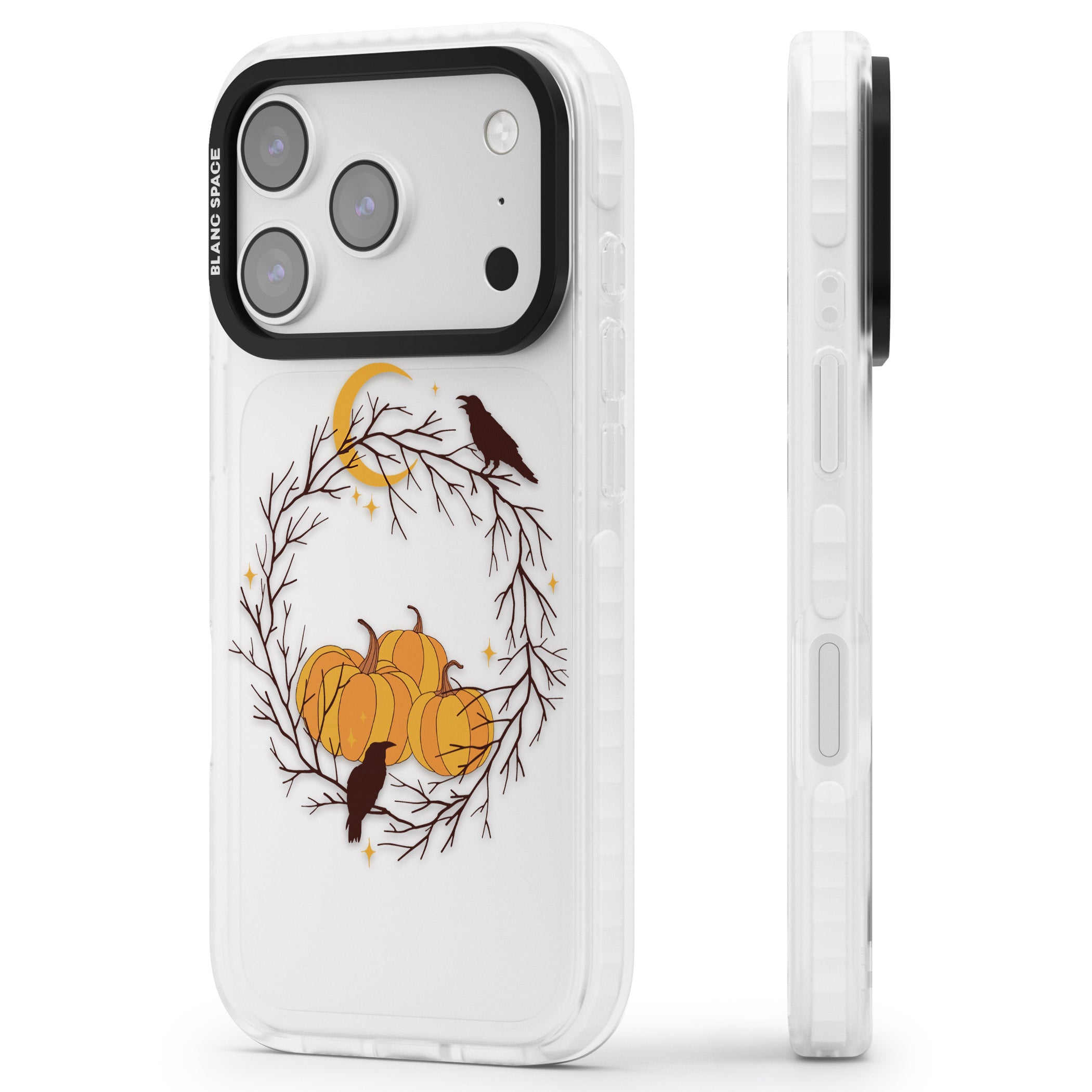 Pumpkin Patch iPhone 17 Pro Impact Clear Phone Case Side Profile