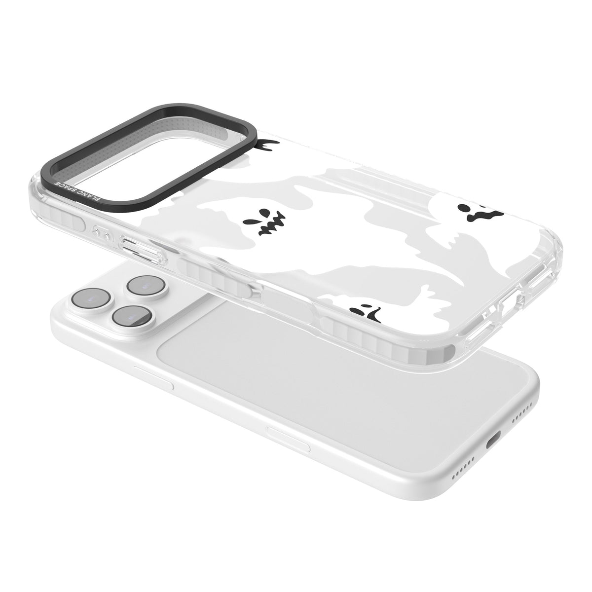 Ghost Pattern iPhone 17 Pro Max Impact Clear Phone Case angled