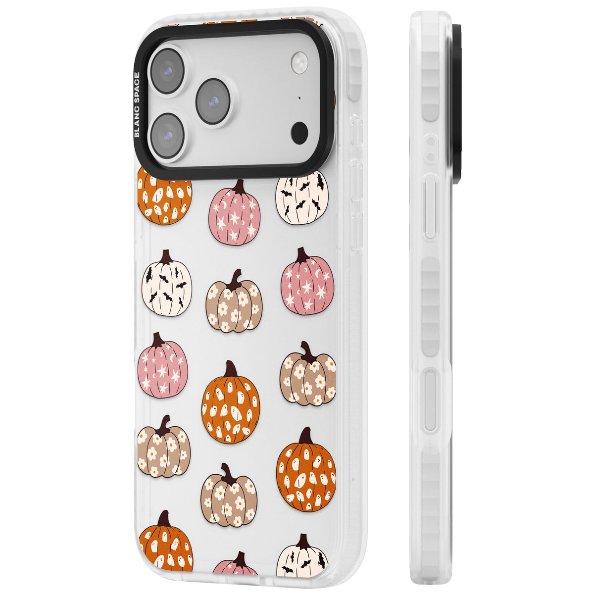Floral Pumpkins iPhone 17 Pro Max Impact Clear Phone Case side