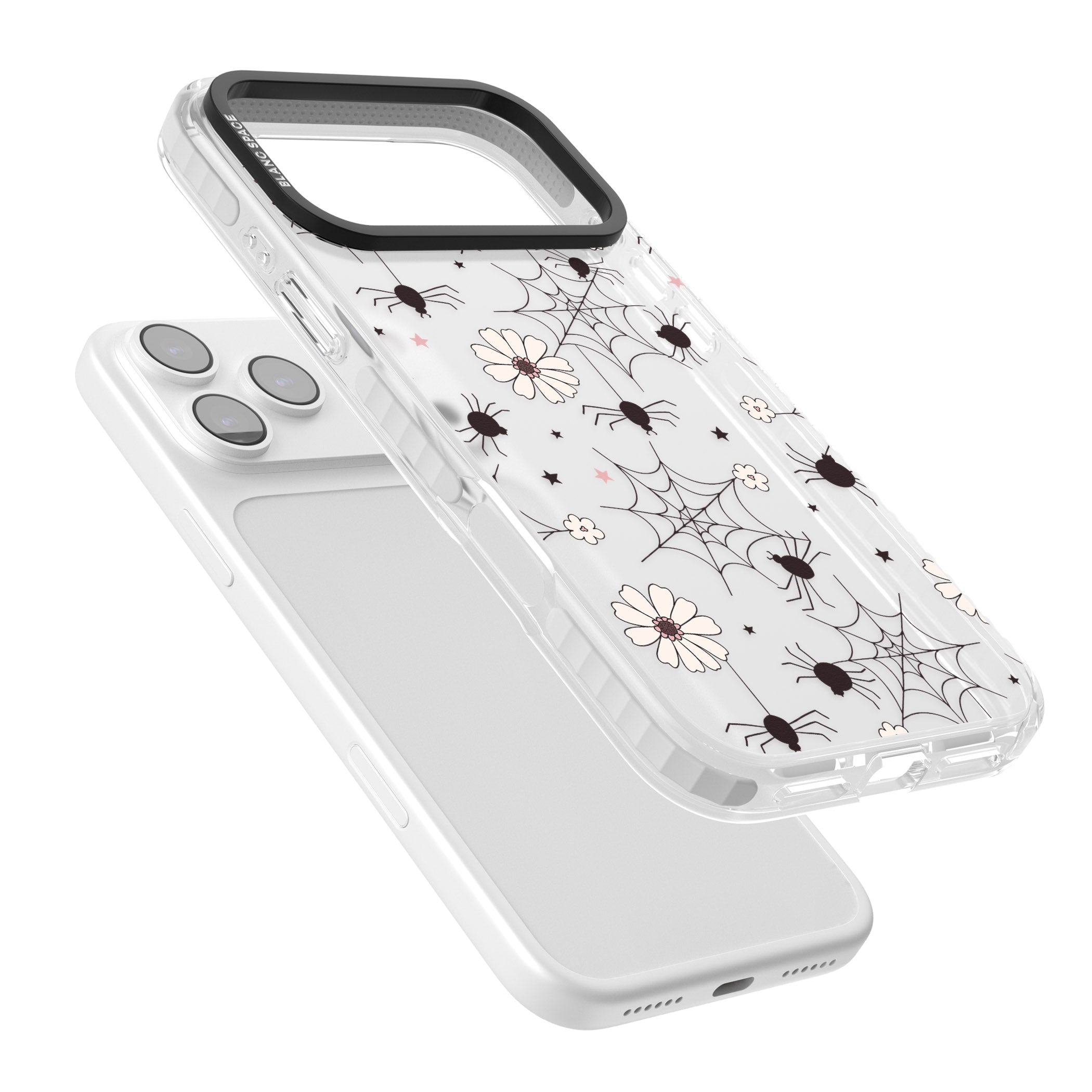 Spiders And Flowers Pattern iPhone 17 Pro Impact Clear Phone Case Colours
