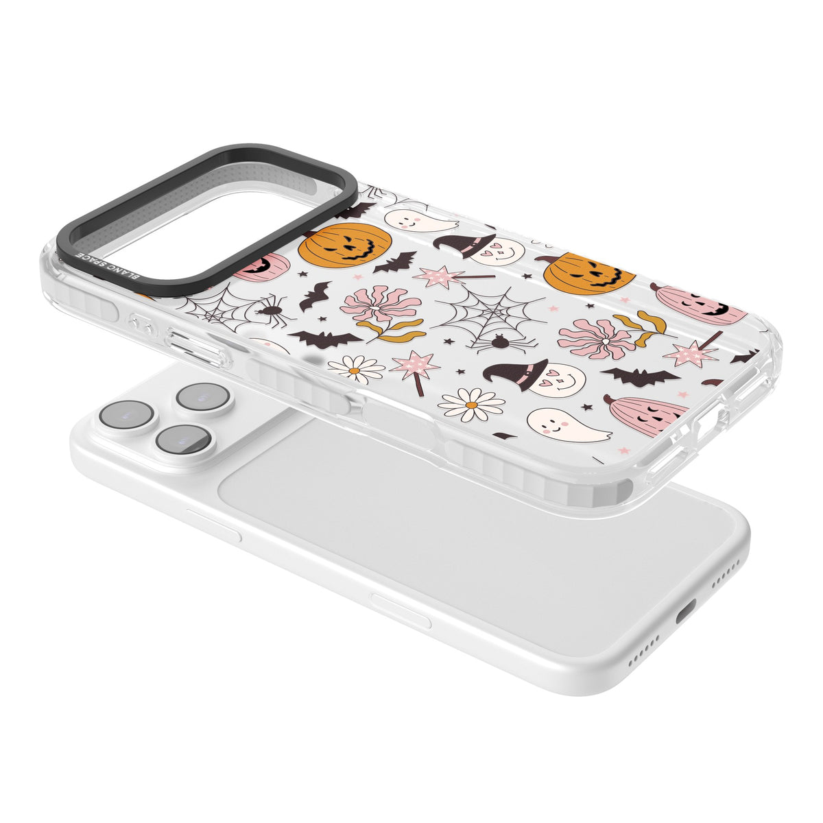 Spooky Mix iPhone 17 Pro Max Impact Clear Phone Case angled