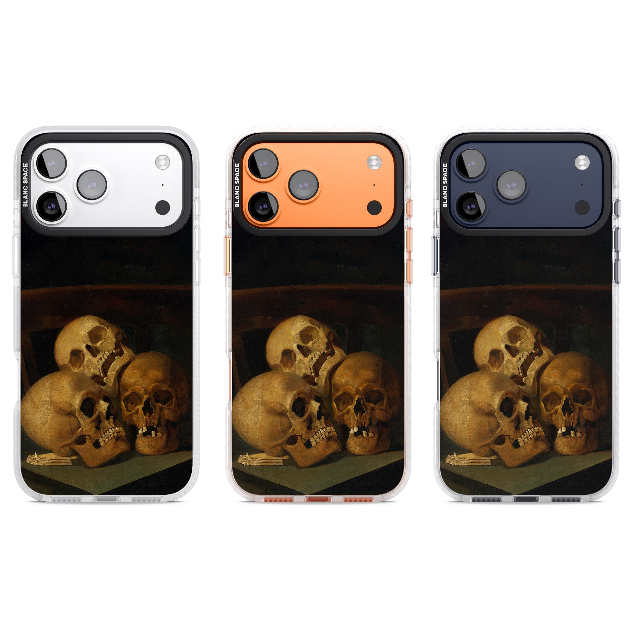 Still Life Of Three Skulls iPhone 17 Pro Impact Clear Phone Case APT Impact Protection