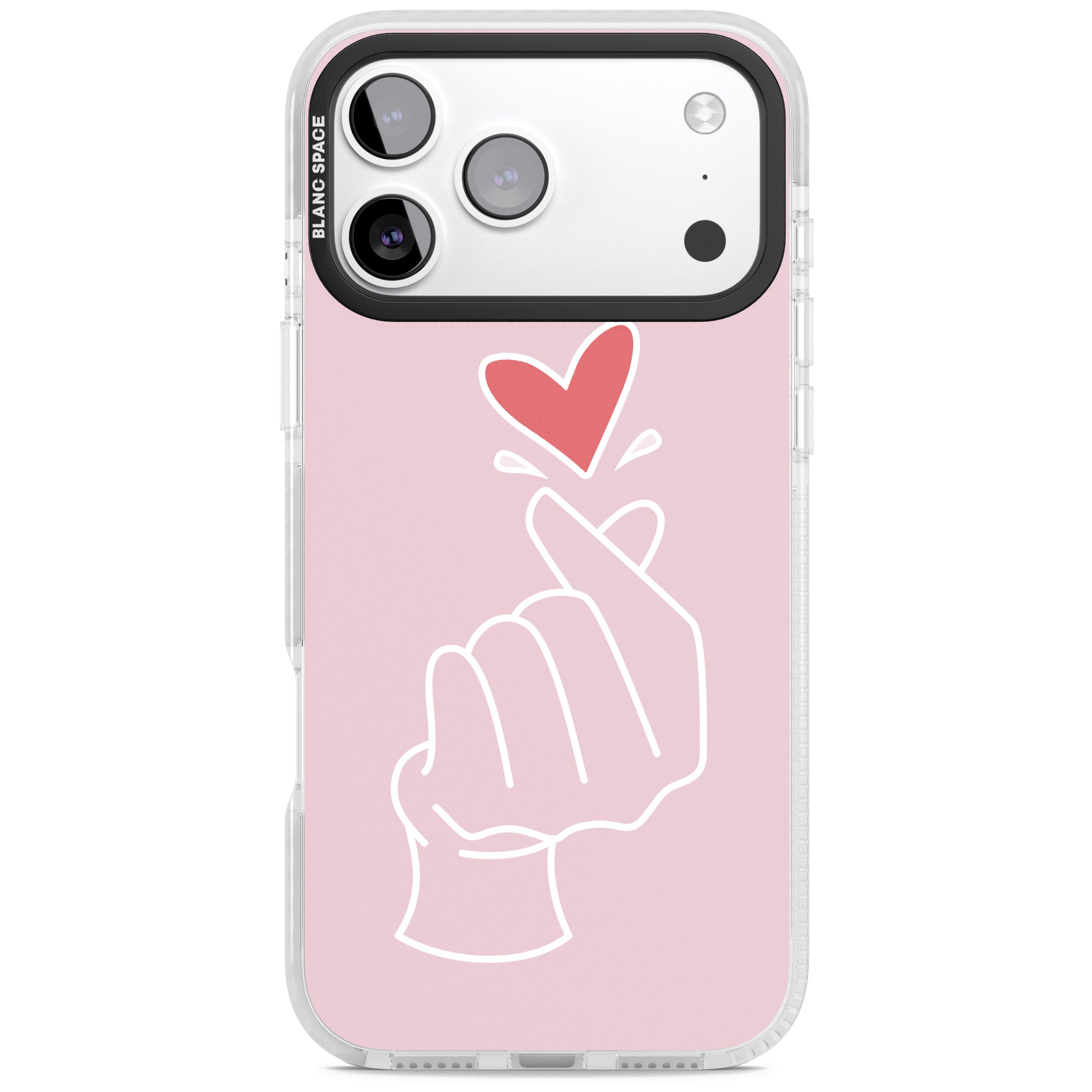 Pink Heart Hand iPhone 17 Pro Impact Clear Phone Case