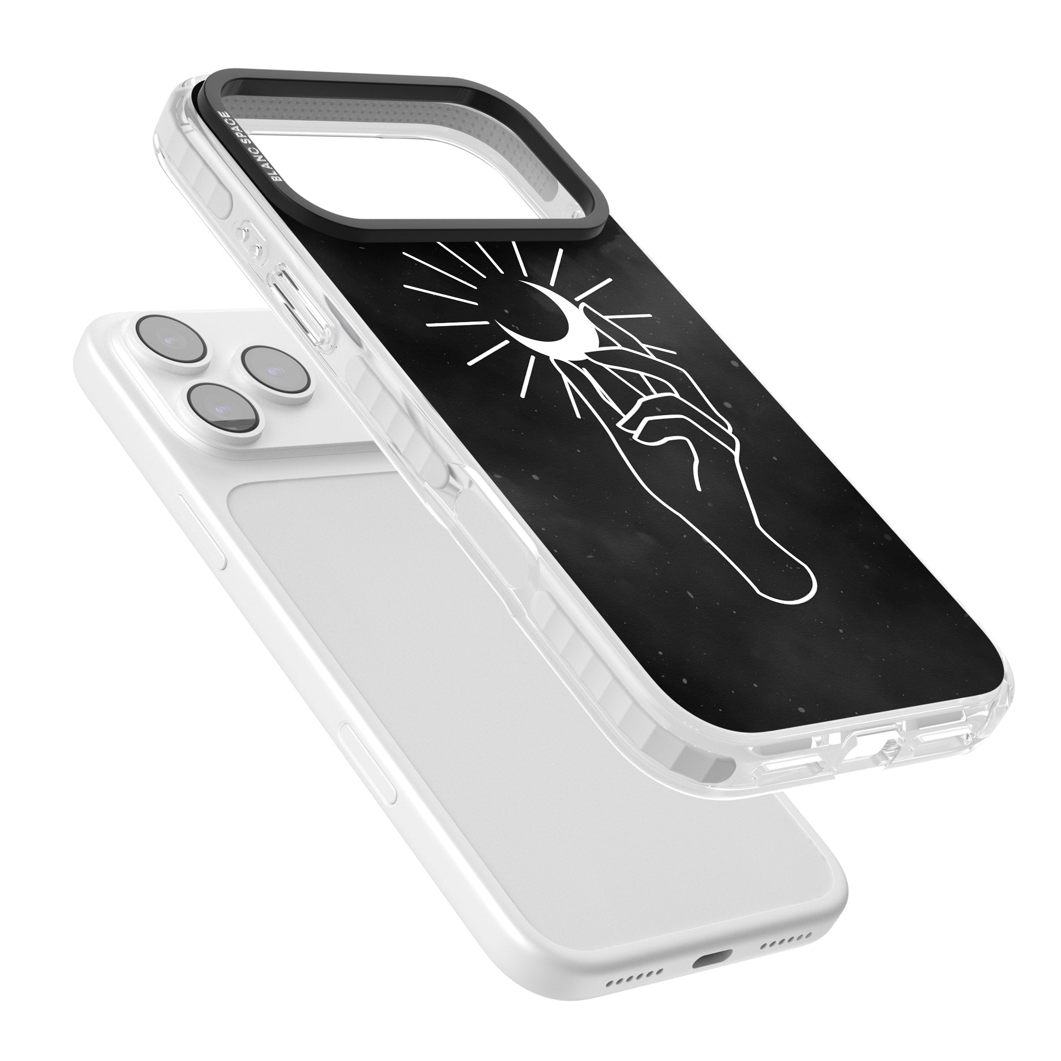 Hand Holding Celestial Moon iPhone 17 Pro Impact Clear Phone Case Colours
