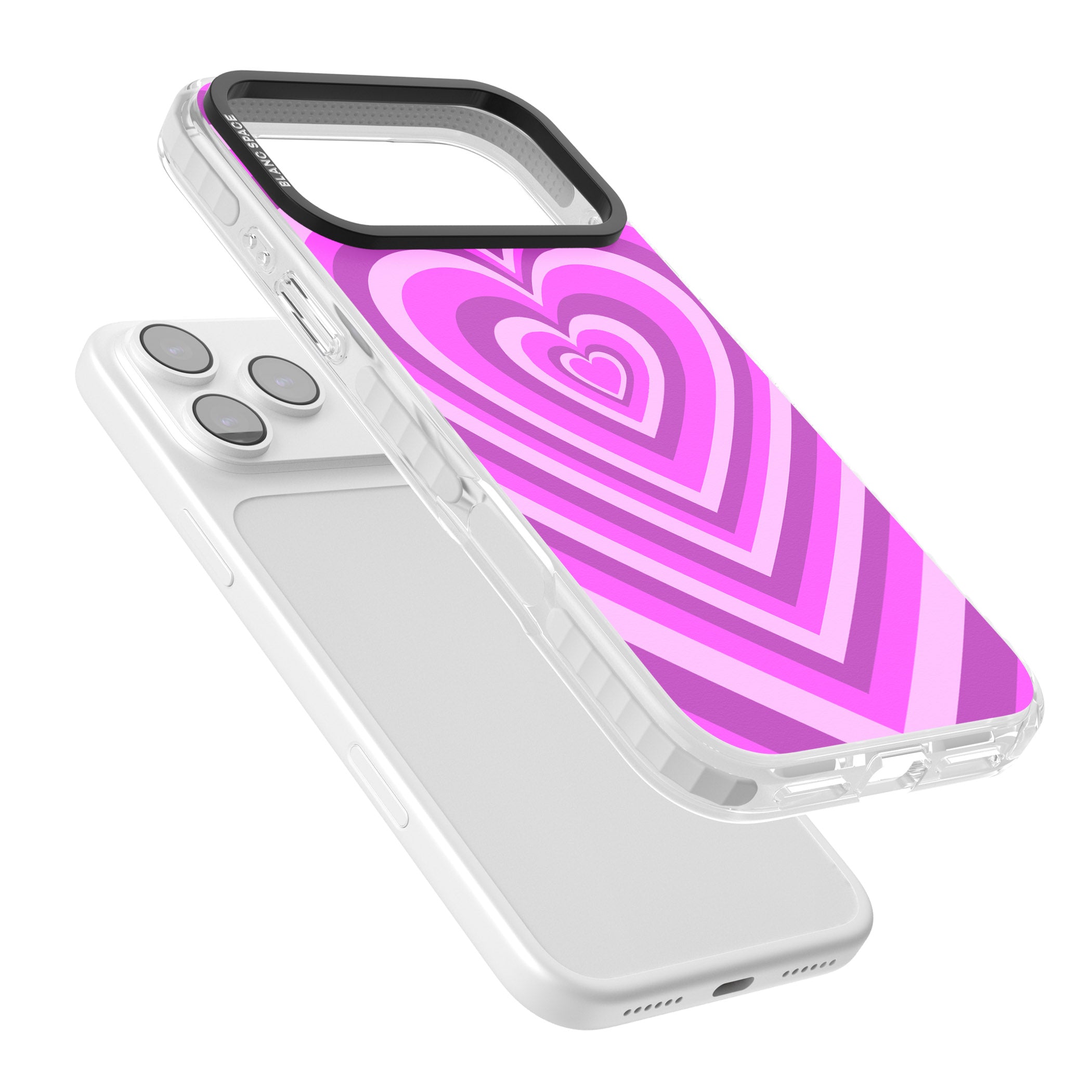 Pink Heart Illusion iPhone 17 Pro Impact Clear Phone Case Colours