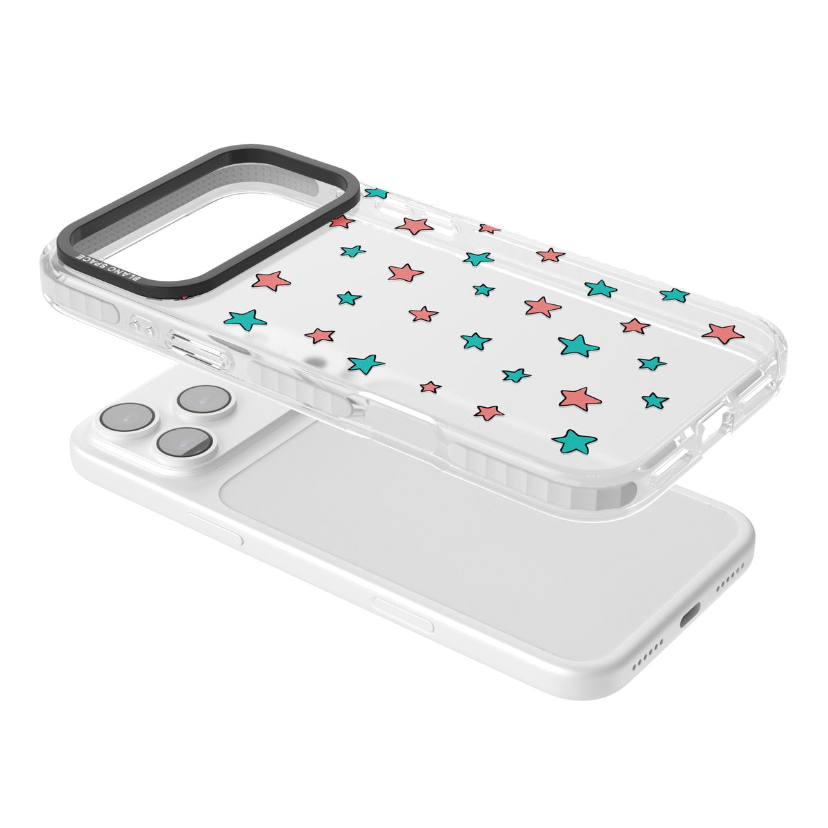 Heartstopper Stars Pattern iPhone 17 Pro Max Impact Clear Phone Case angled