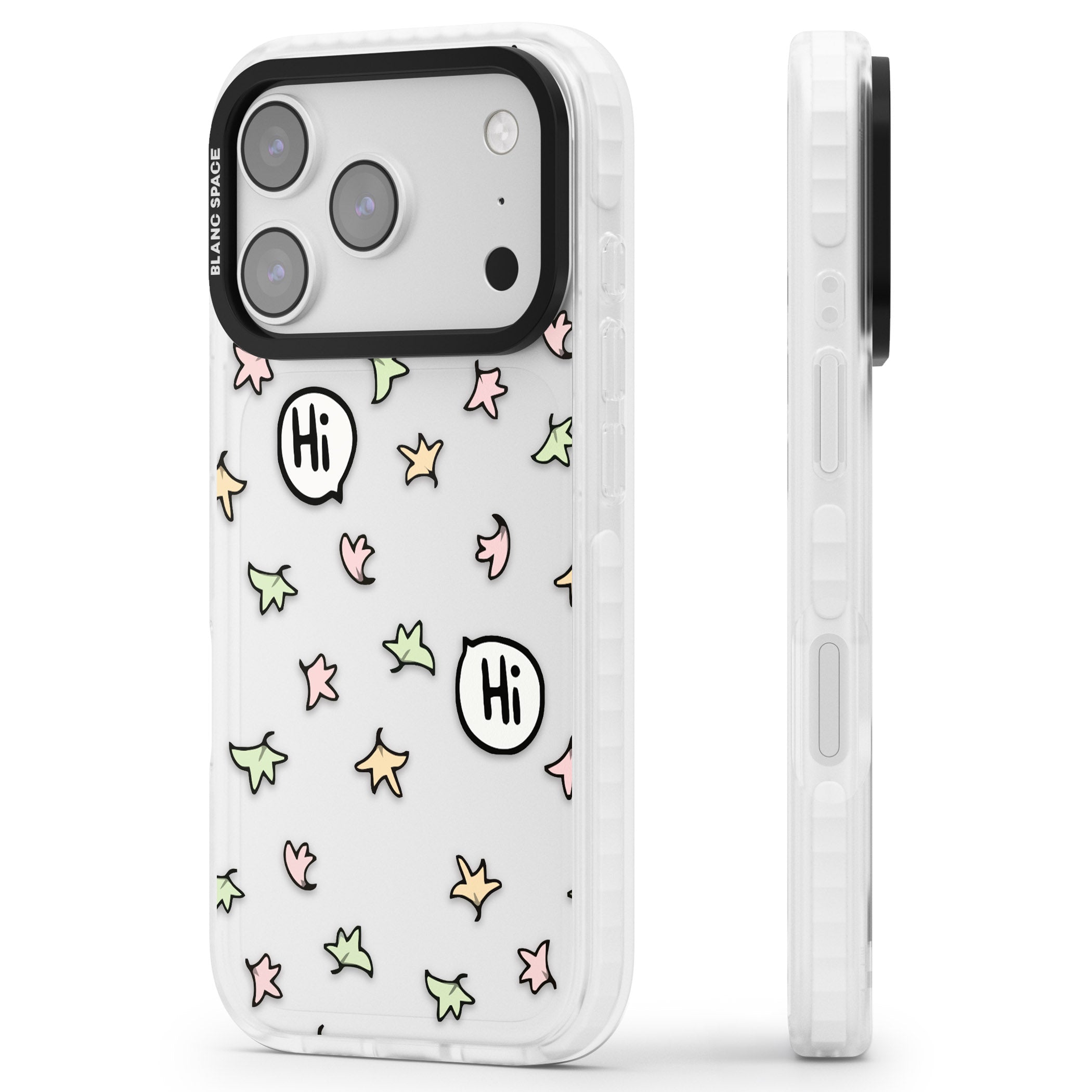Heartstopper Leaves Pattern iPhone 17 Pro Impact Clear Phone Case Side Profile