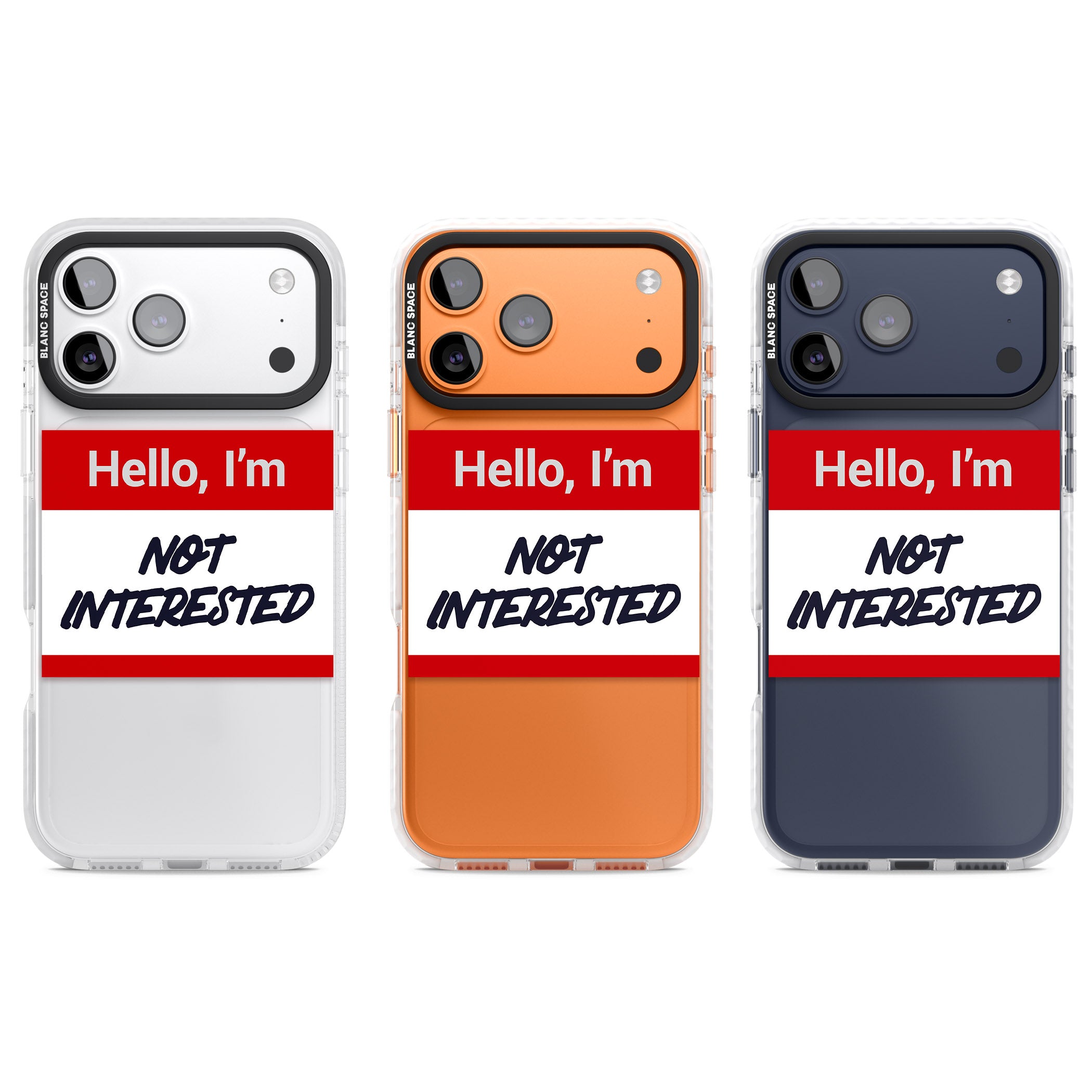 Funny Hello Name Tag Not Interested iPhone 17 Pro Impact Clear Phone Case APT Impact Protection