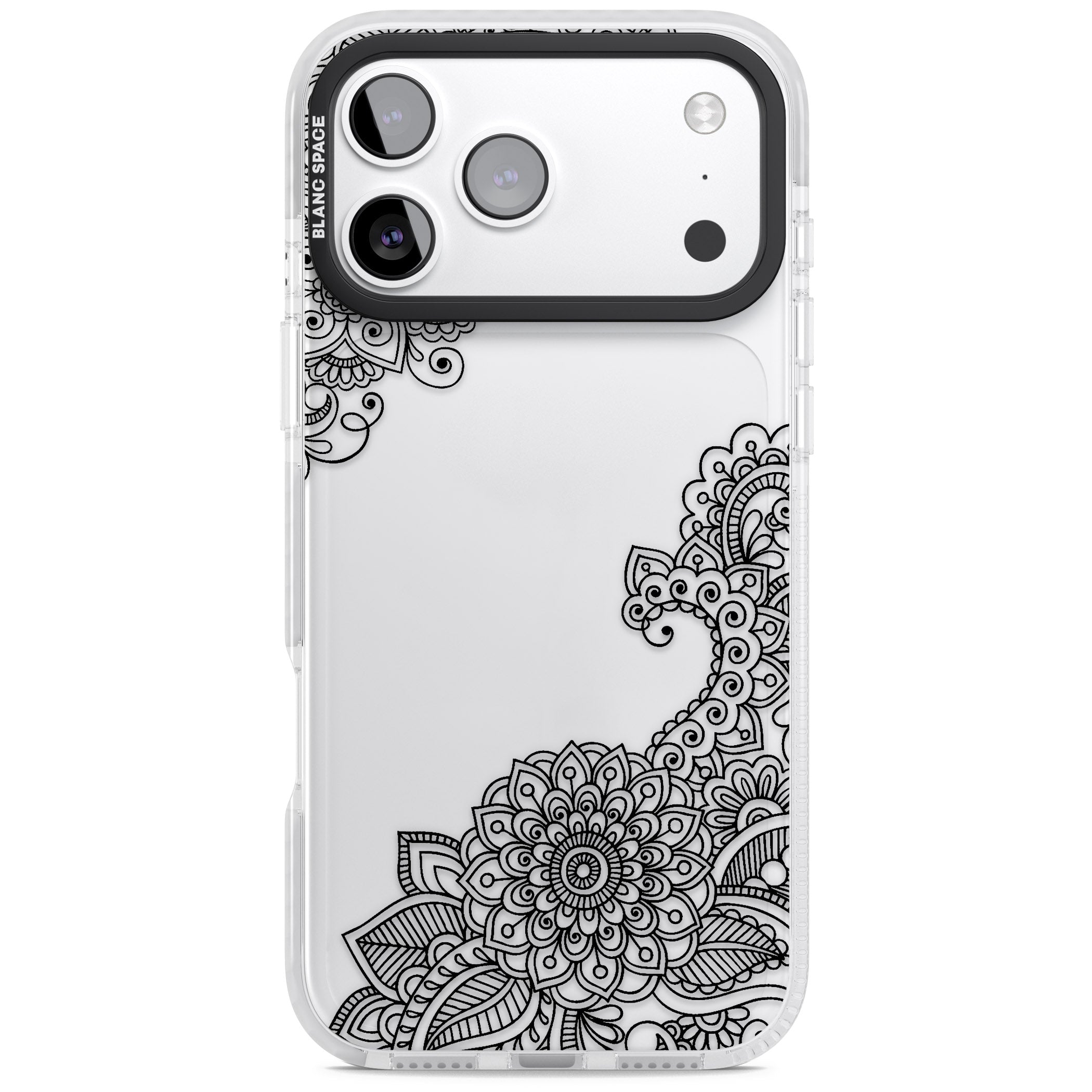 Black Henna Botanicals iPhone 17 Pro Impact Clear Phone Case