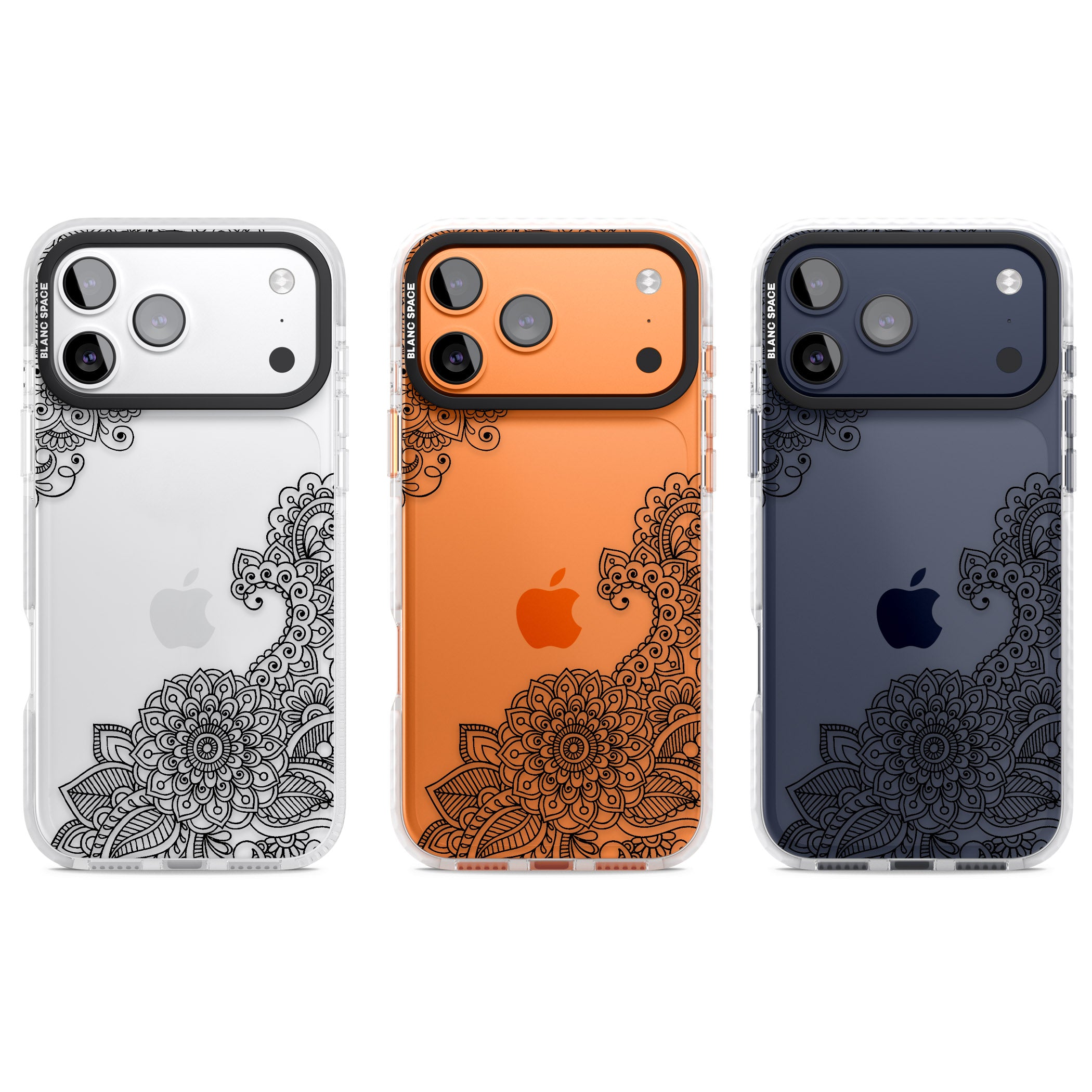Black Henna Botanicals iPhone 17 Pro Impact Clear Phone Case APT Impact Protection