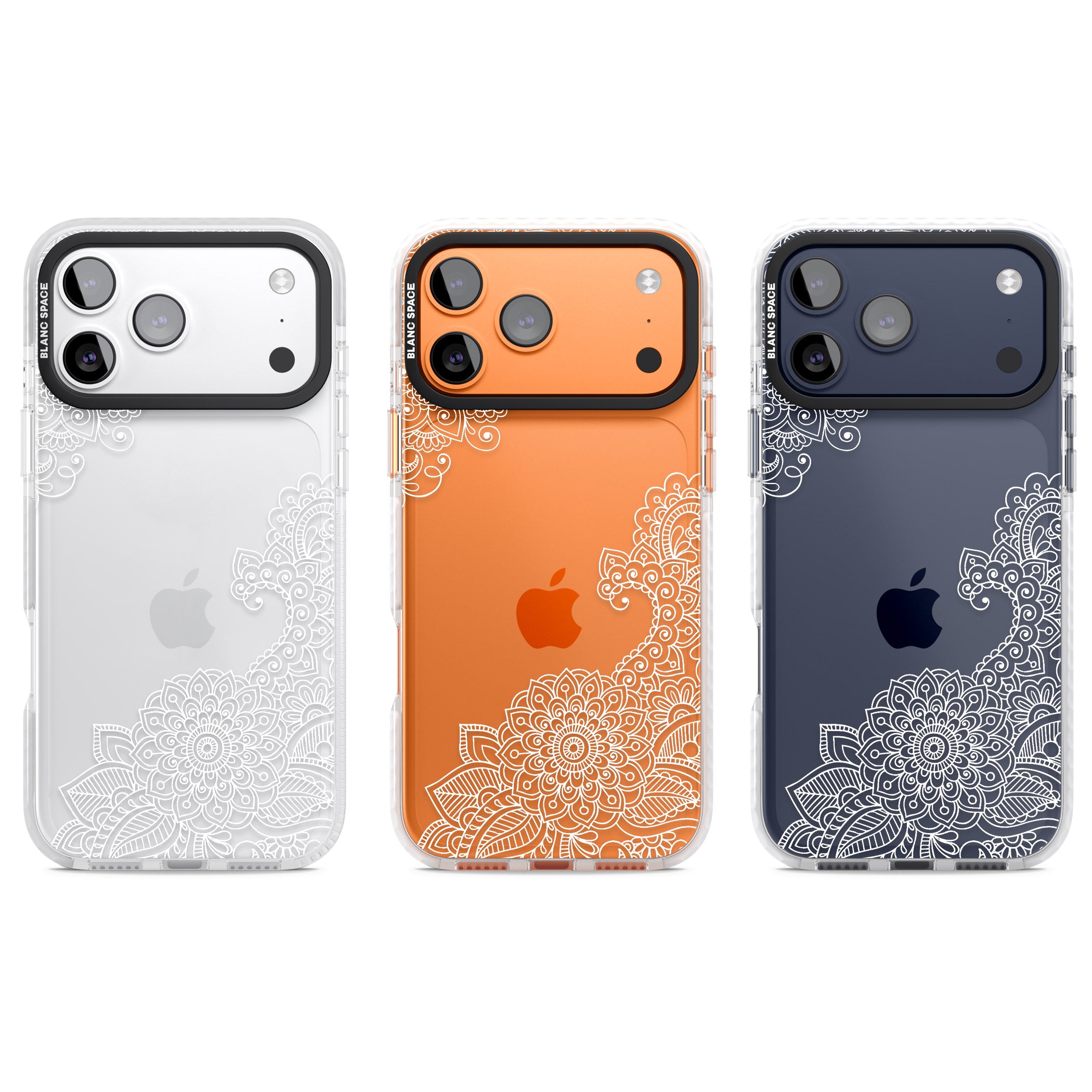 White Henna Botanicals iPhone 17 Pro Impact Clear Phone Case APT Impact Protection