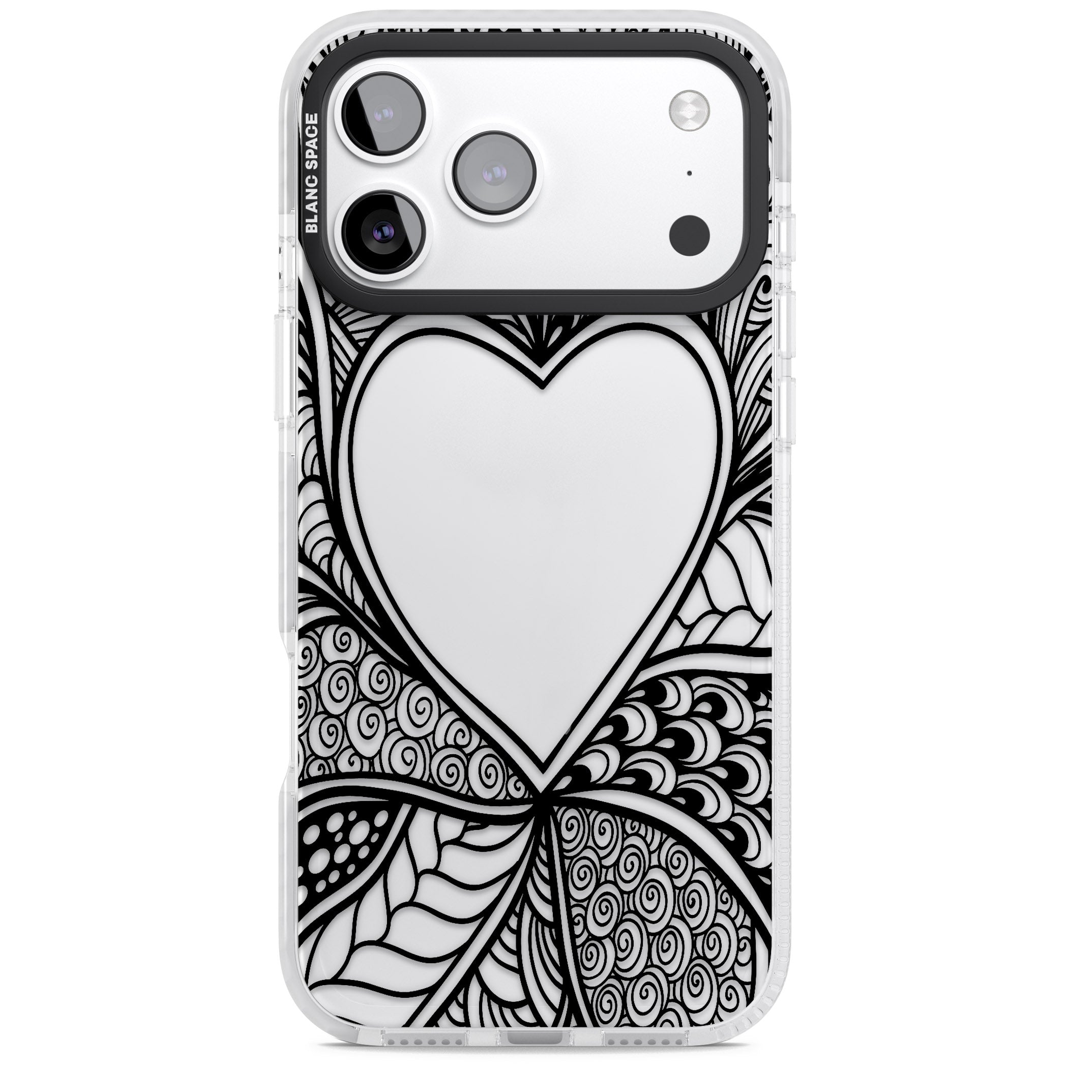 Black Henna Heart iPhone 17 Pro Impact Clear Phone Case