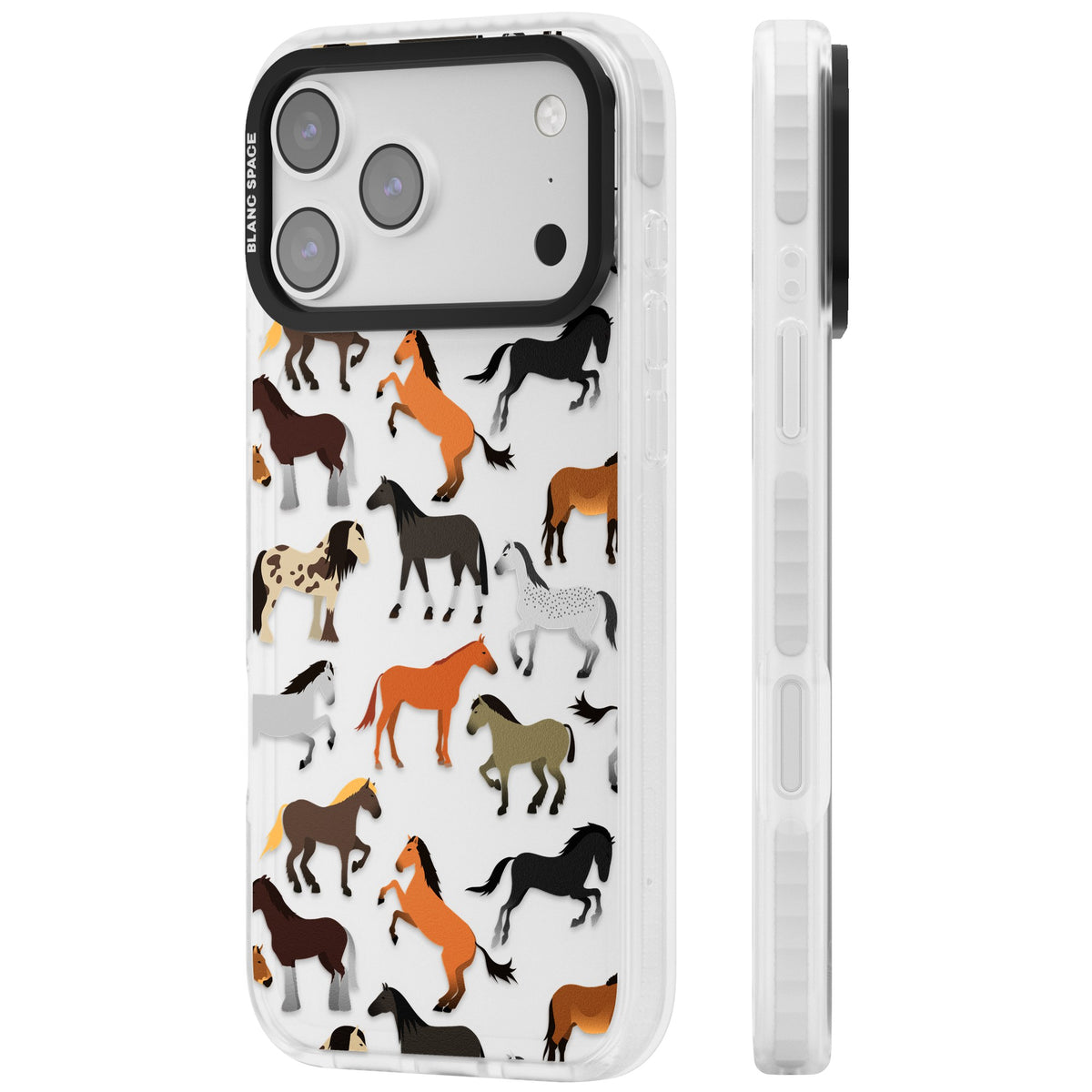 Horse Pattern iPhone 17 Pro Max Impact Clear Phone Case side