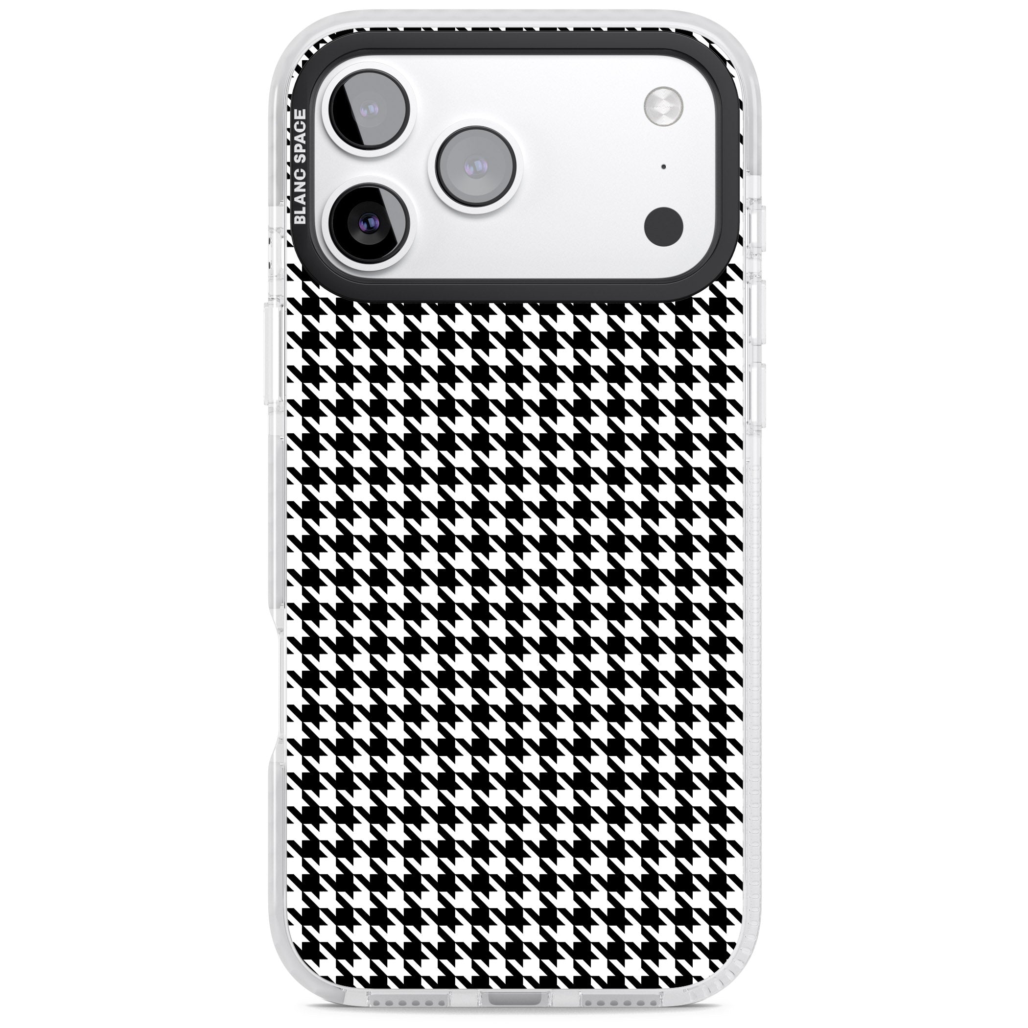 Black Houndstooth Pattern iPhone 17 Pro Impact Clear Phone Case