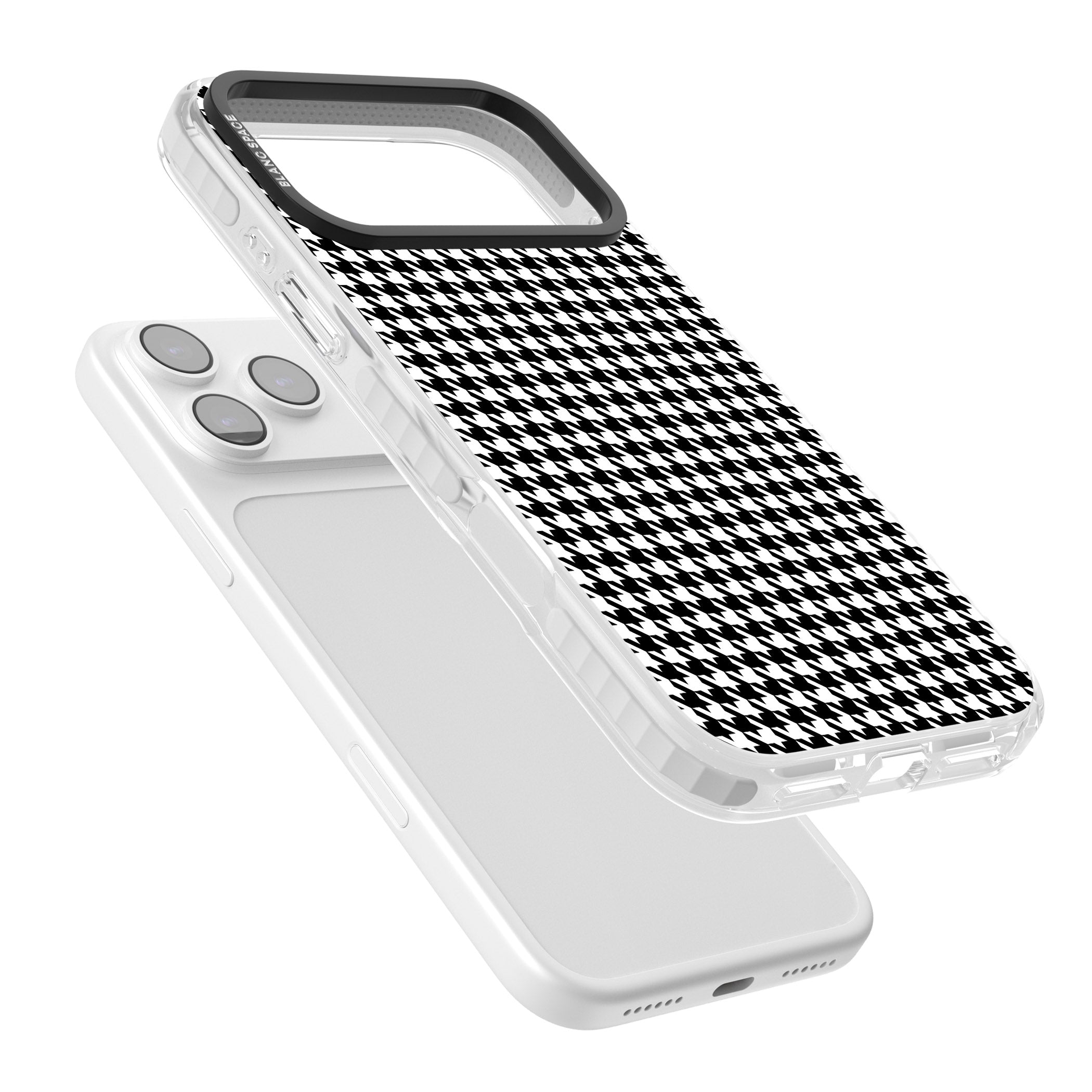 Black Houndstooth Pattern iPhone 17 Pro Impact Clear Phone Case Colours