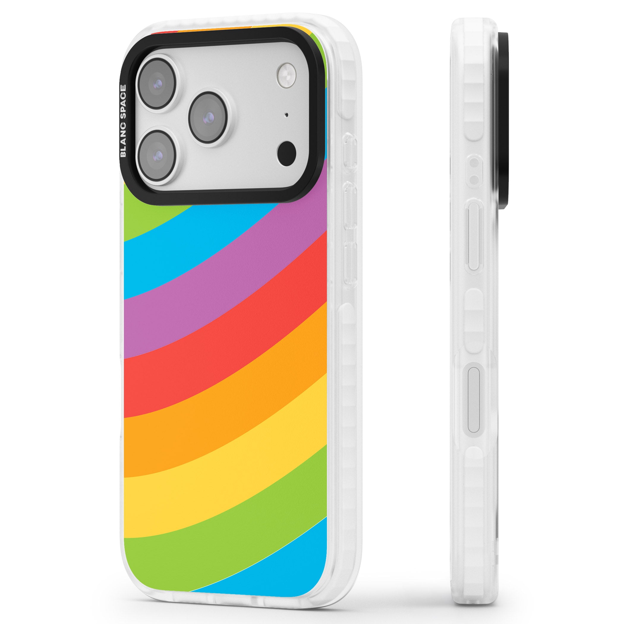 Lucky Rainbow iPhone 17 Pro Impact Clear Phone Case Side Profile