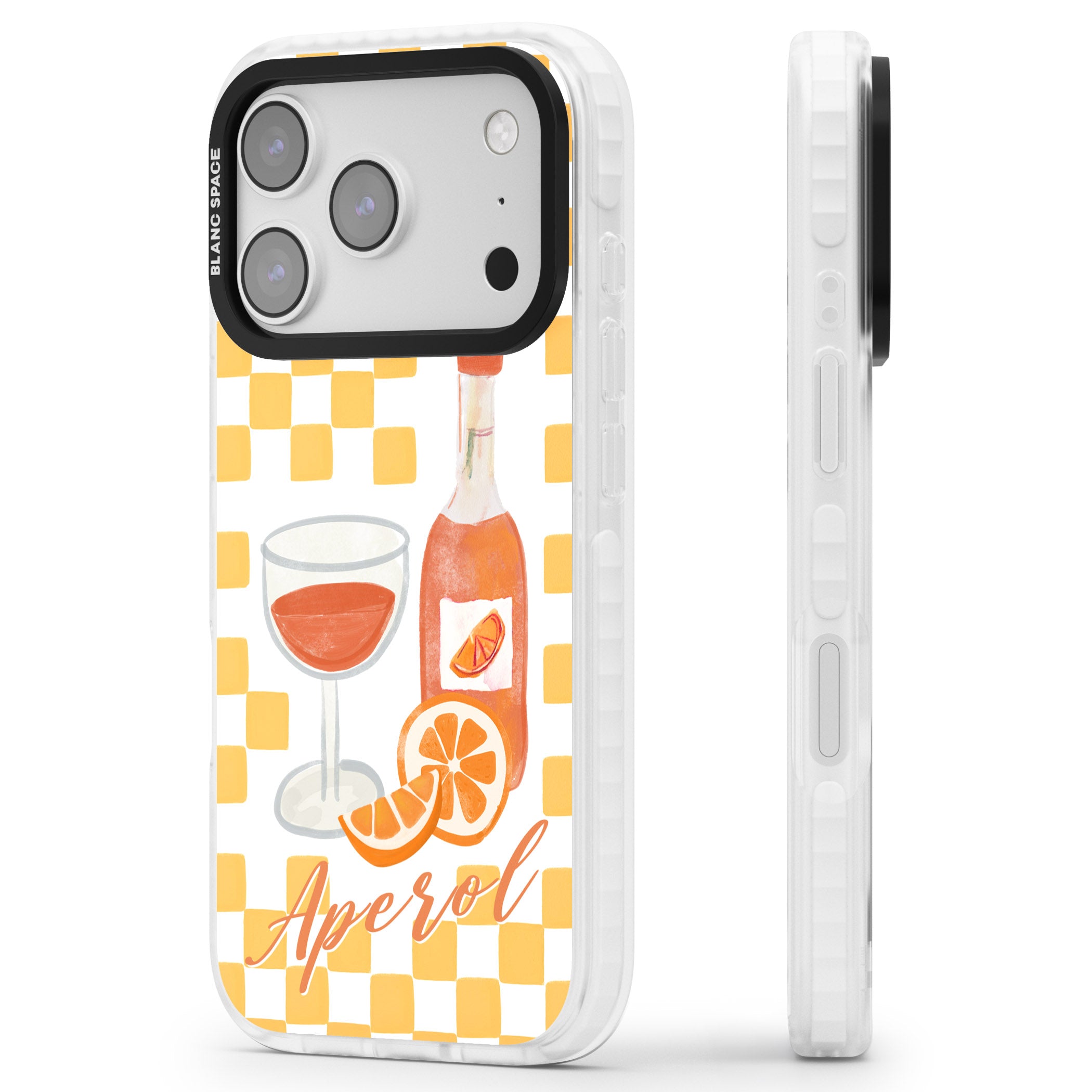 Checked Spritz iPhone 17 Pro Impact Clear Phone Case Side Profile