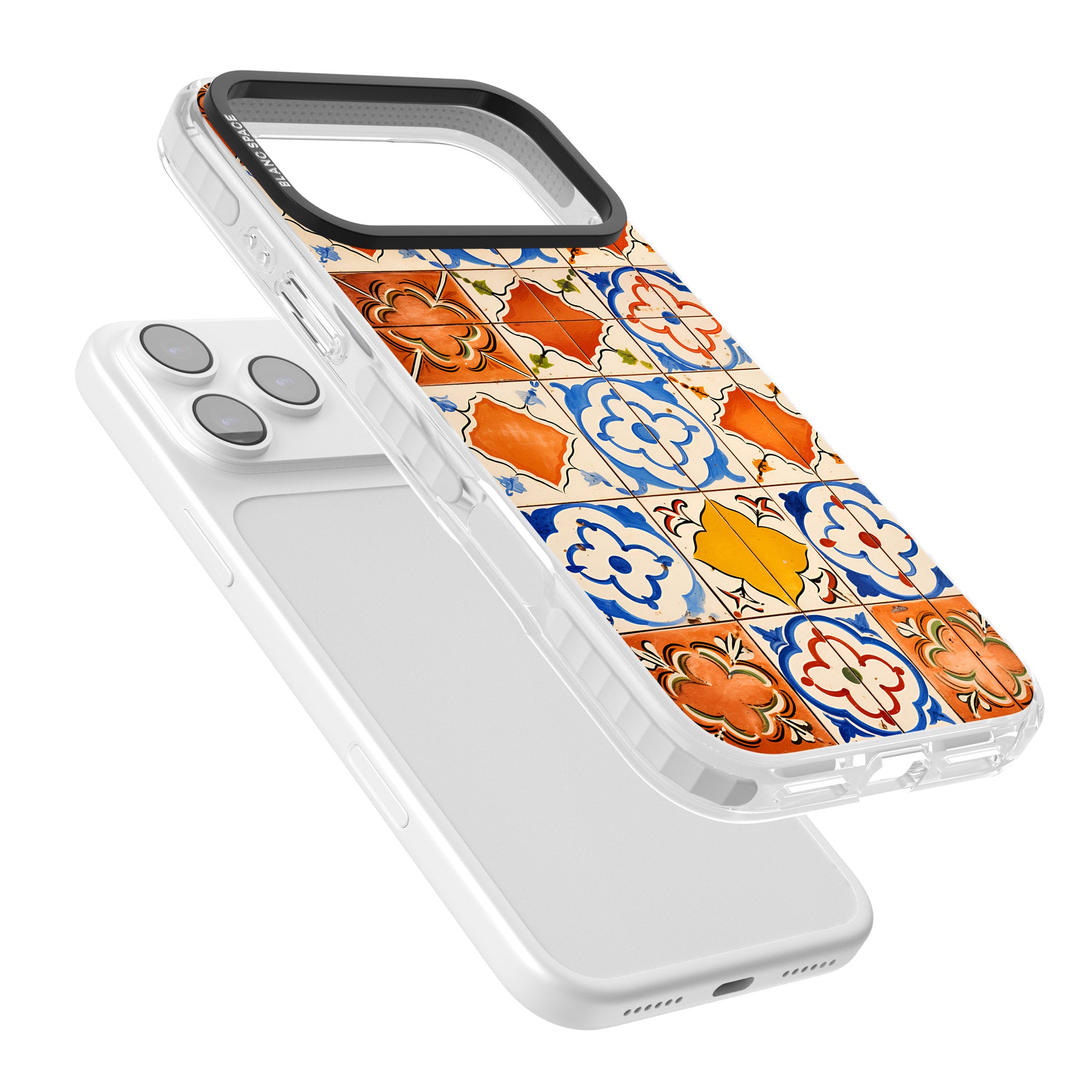 Spanish Mosaic Tiles iPhone 17 Pro Impact Clear Phone Case Colours