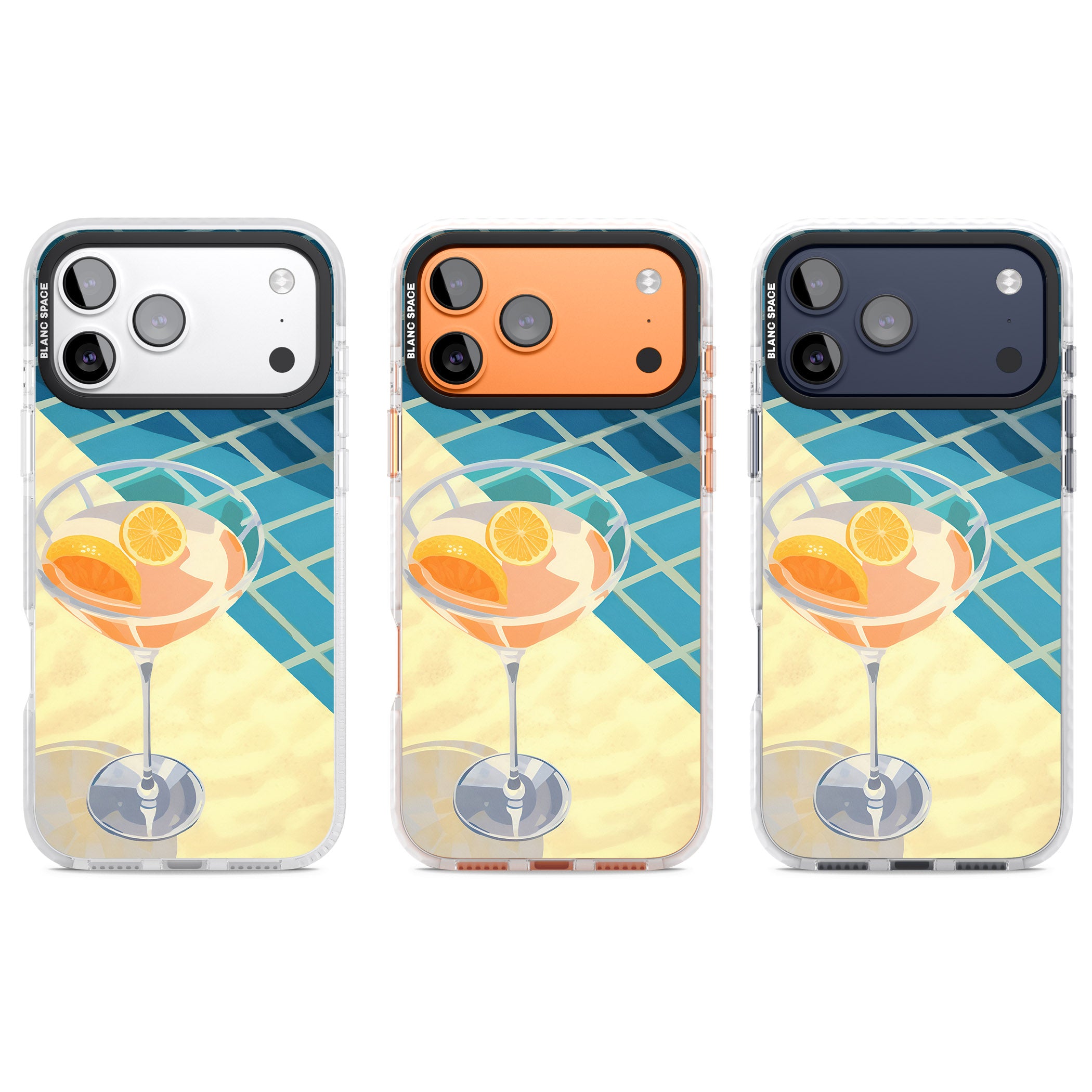 Poolside Citrus Cocktail iPhone 17 Pro Impact Clear Phone Case APT Impact Protection
