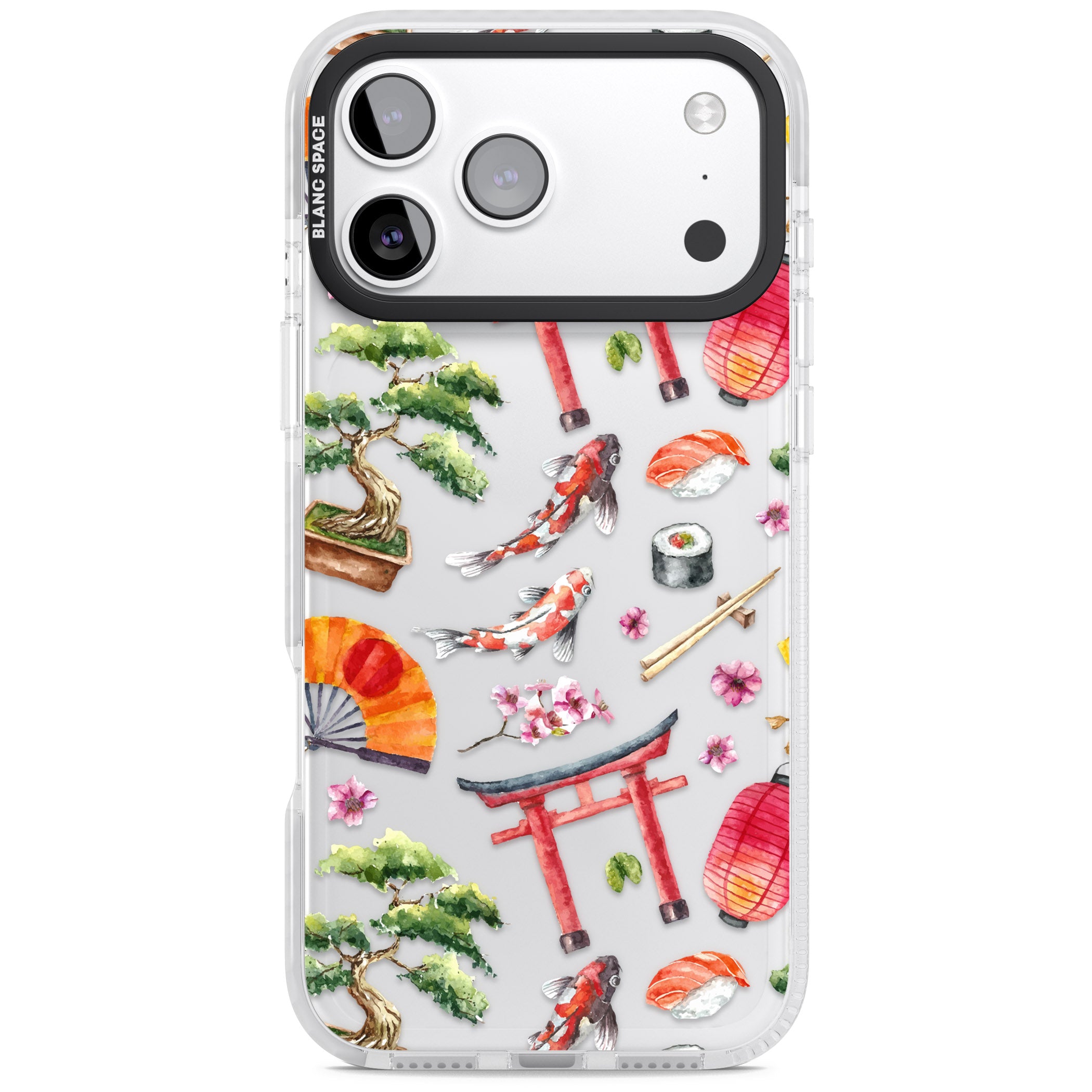Japanese Watercolor iPhone 17 Pro Impact Clear Phone Case