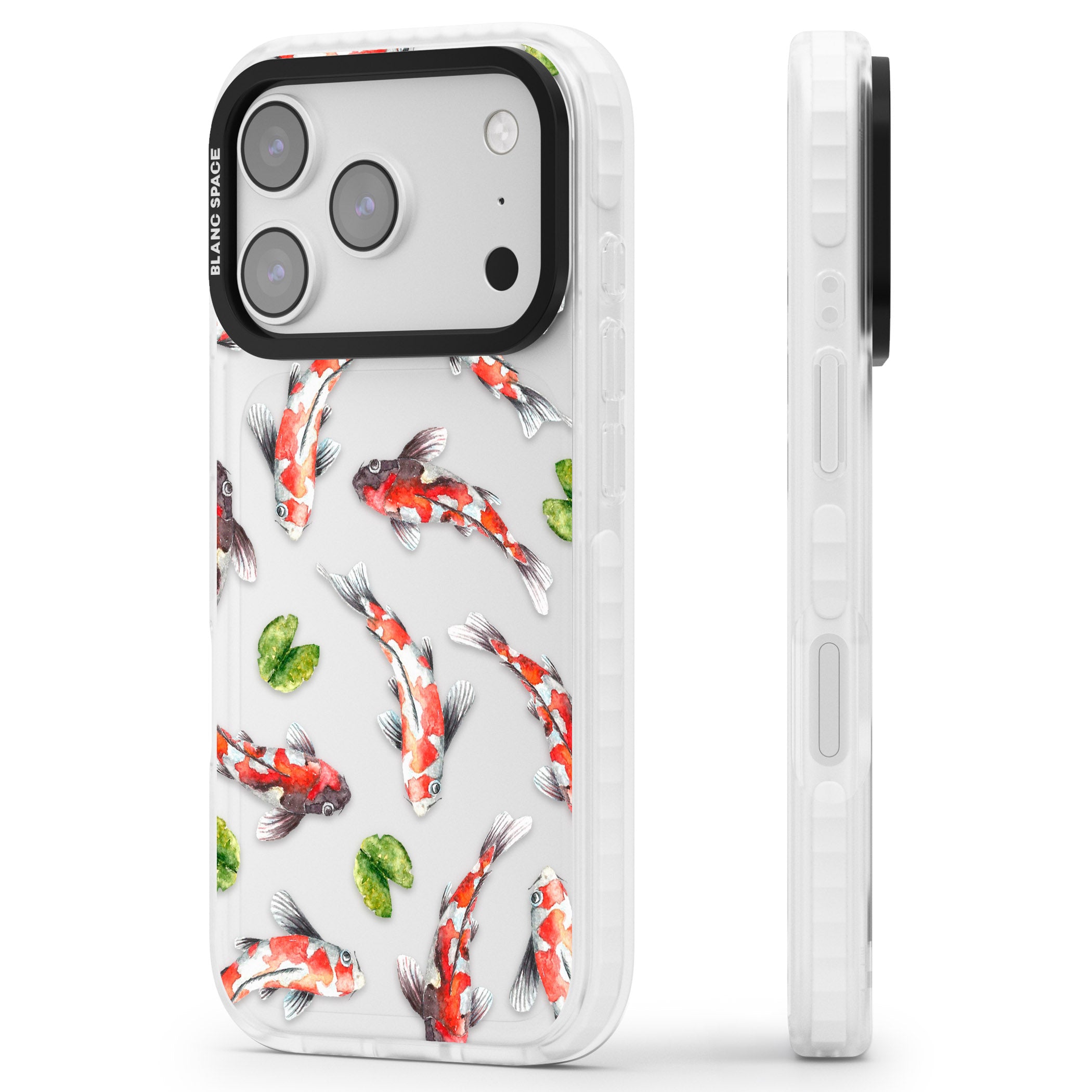 Koi Fish Watercolour iPhone 17 Pro Impact Clear Phone Case Side Profile