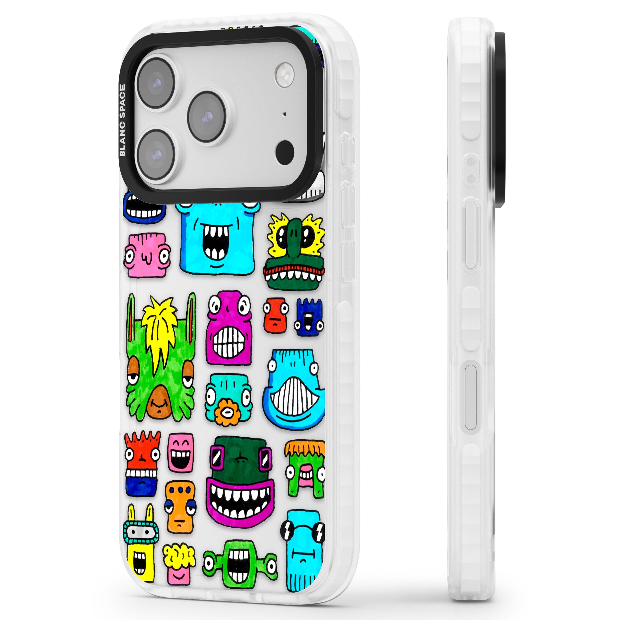 Burst Heads Colour iPhone 17 Pro Impact Clear Phone Case Side Profile