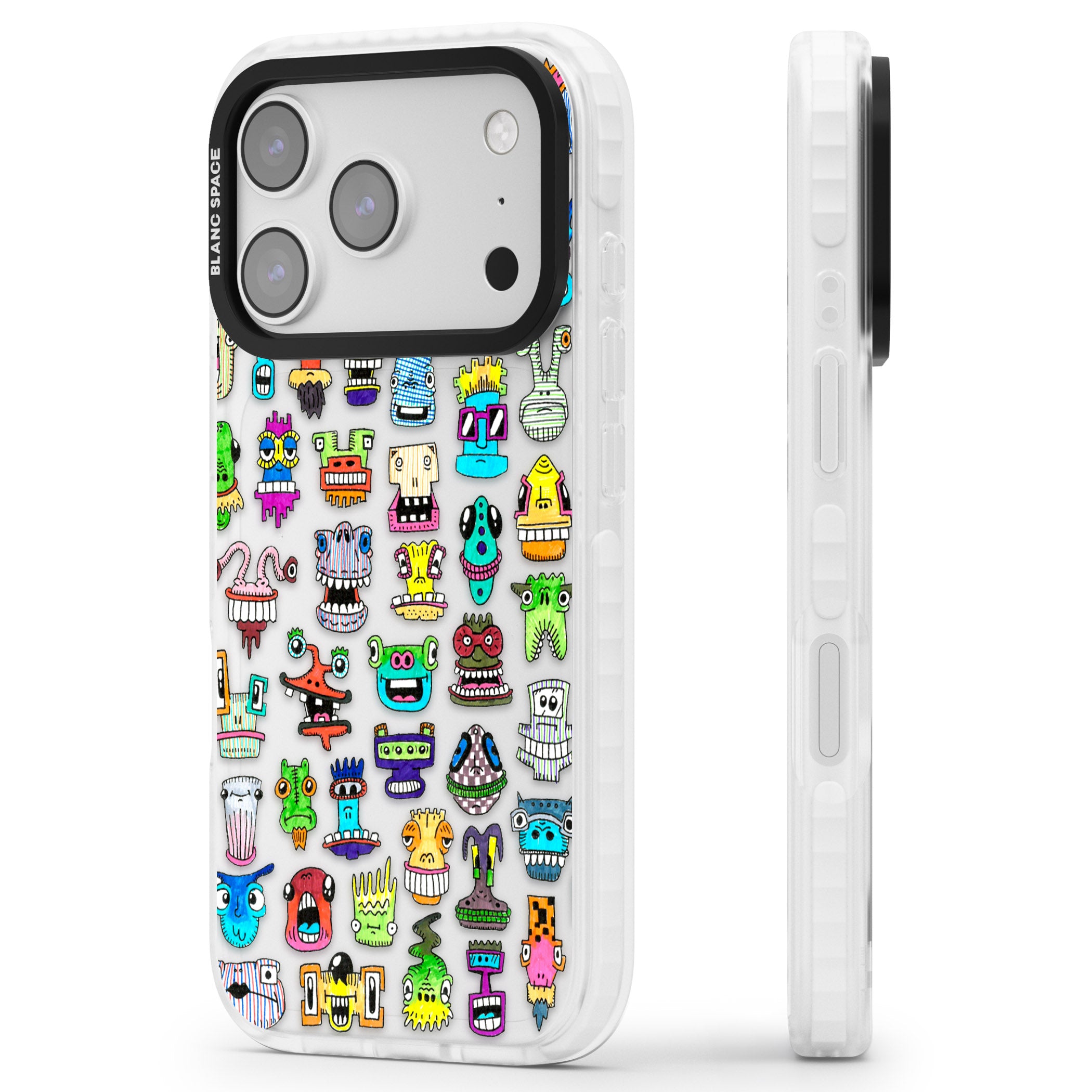 Familiar Faces iPhone 17 Pro Impact Clear Phone Case Side Profile