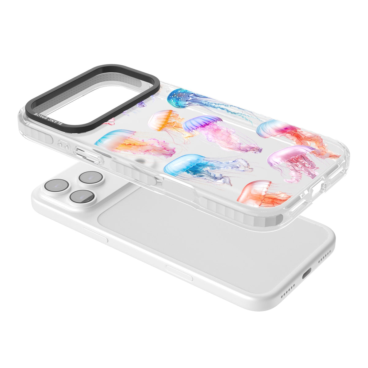 Vibrant Jellyfish iPhone 17 Pro Max Impact Clear Phone Case angled
