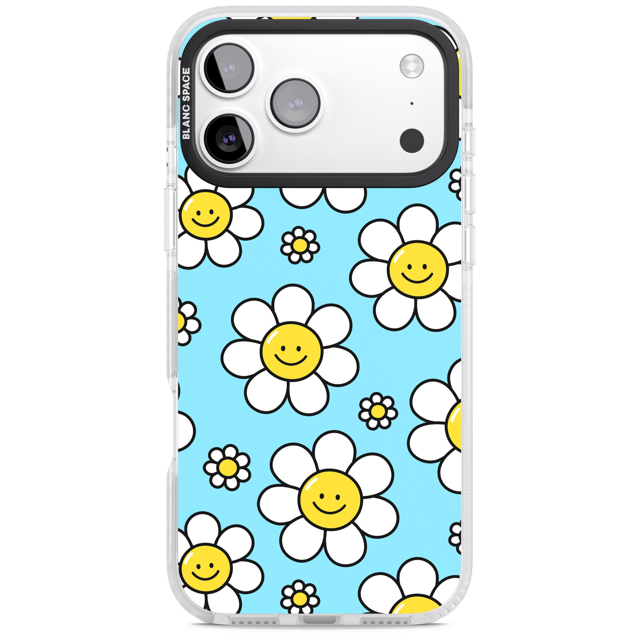 Daisy Faces Kawaii Pattern iPhone 17 Pro Impact Clear Phone Case