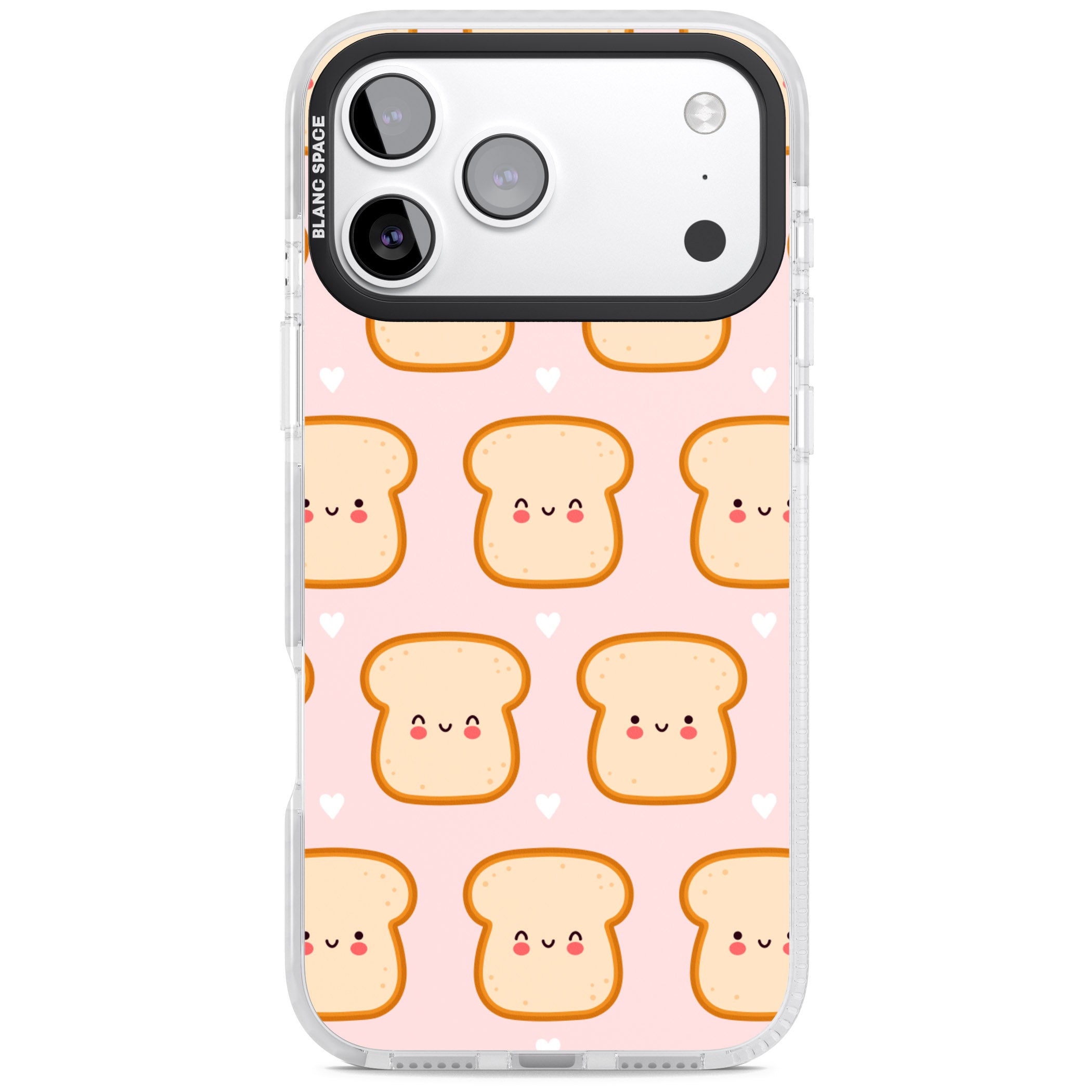 Bread Faces Kawaii Pattern iPhone 17 Pro Impact Clear Phone Case
