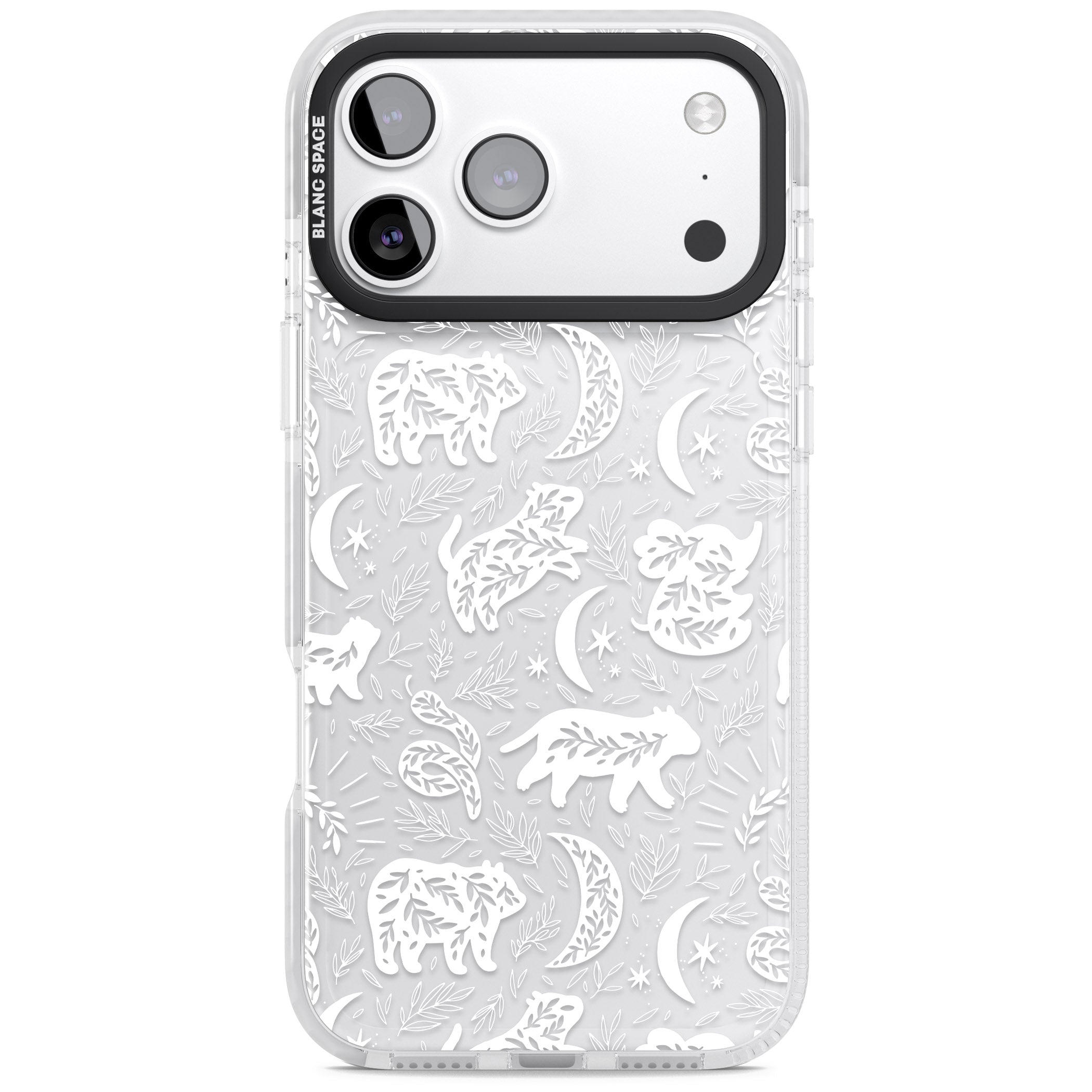 Forest Animal Silhouettes: White/Clear iPhone 17 Pro Impact Clear Phone Case