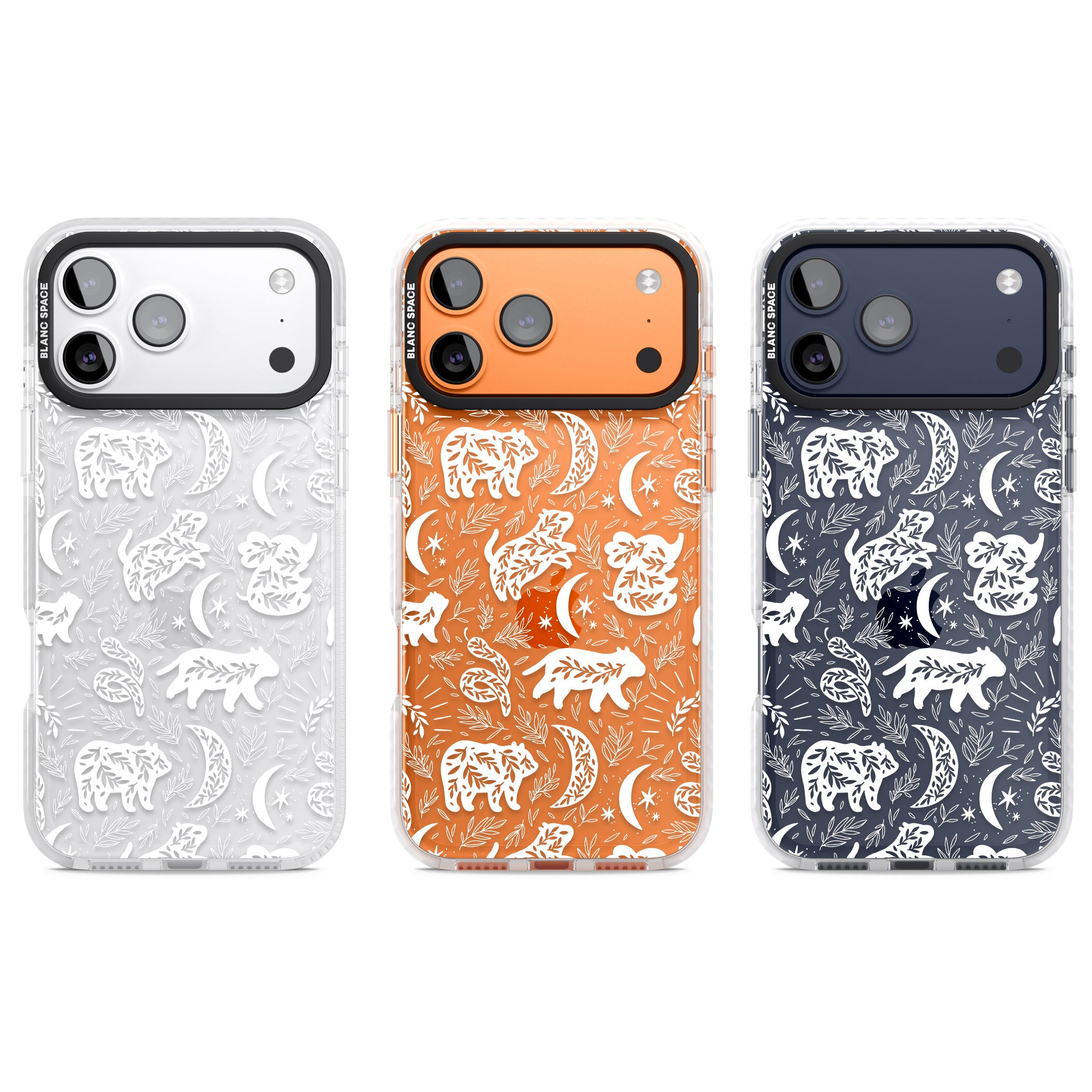 Forest Animal Silhouettes: White/Clear iPhone 17 Pro Impact Clear Phone Case APT Impact Protection