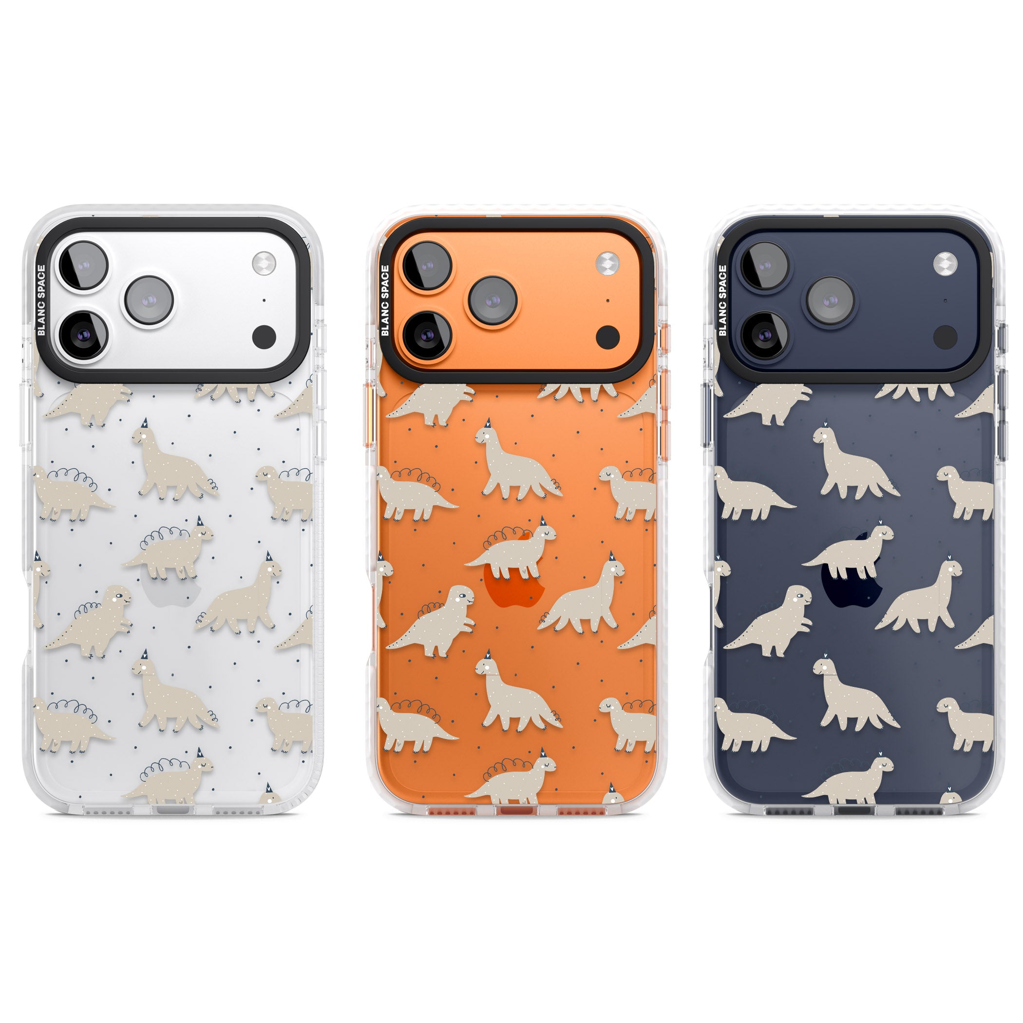 Adorable Dino Pattern iPhone 17 Pro Impact Clear Phone Case APT Impact Protection