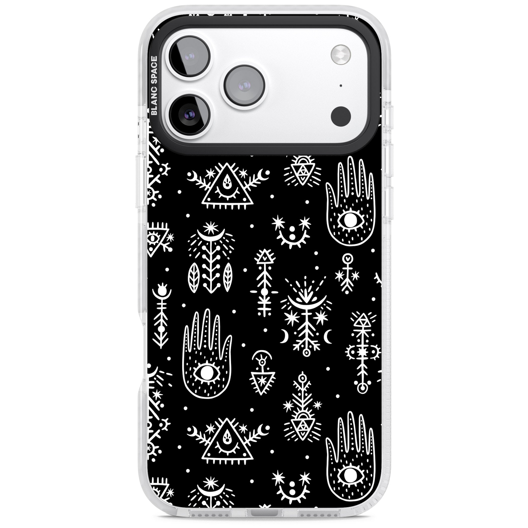 Tribal Symbols Black iPhone 17 Pro Impact Clear Phone Case