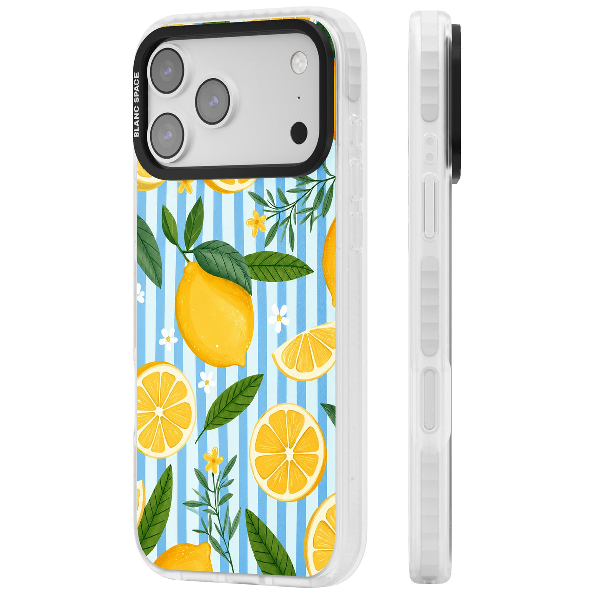 Capri Citrus Stripe iPhone 17 Pro Max Impact Clear Phone Case side