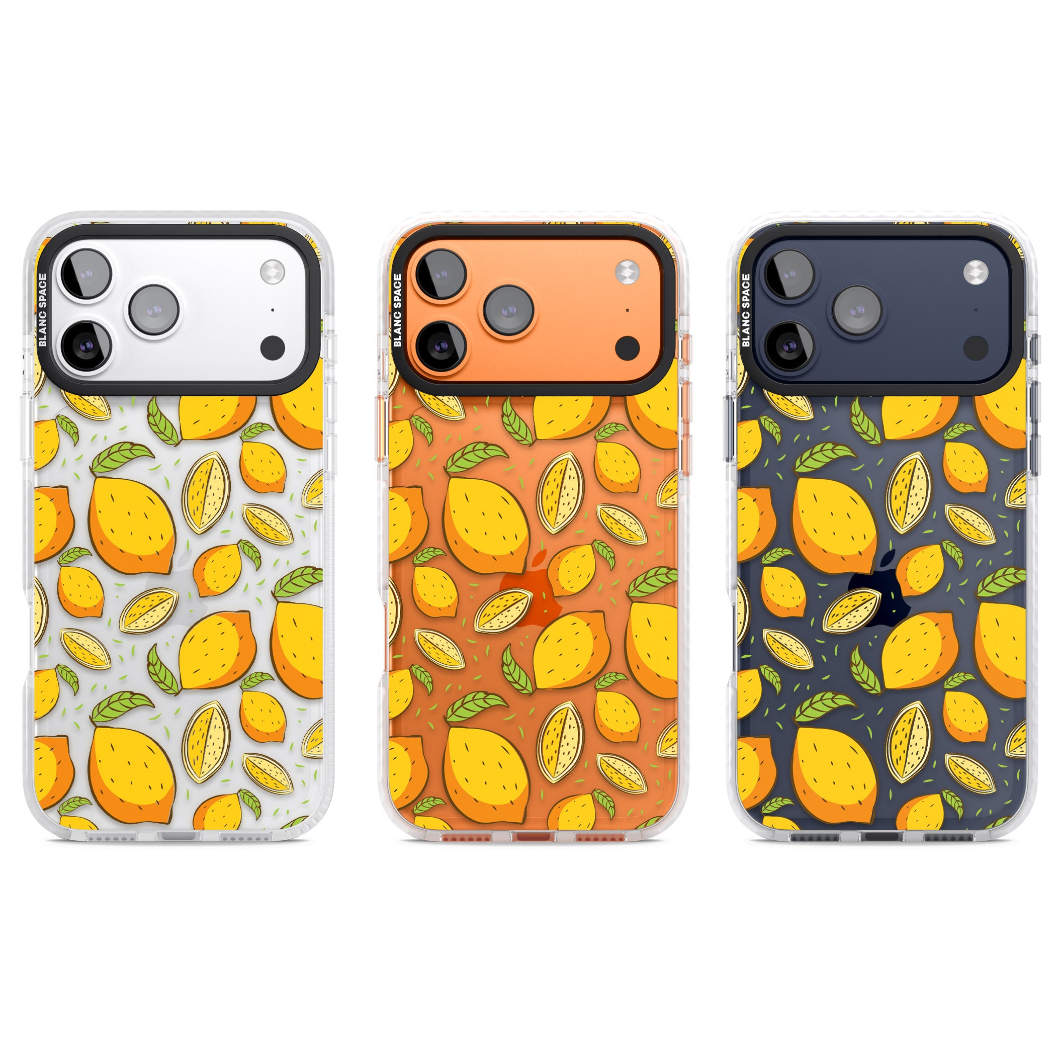 Lemon Pattern iPhone 17 Pro Impact Clear Phone Case APT Impact Protection